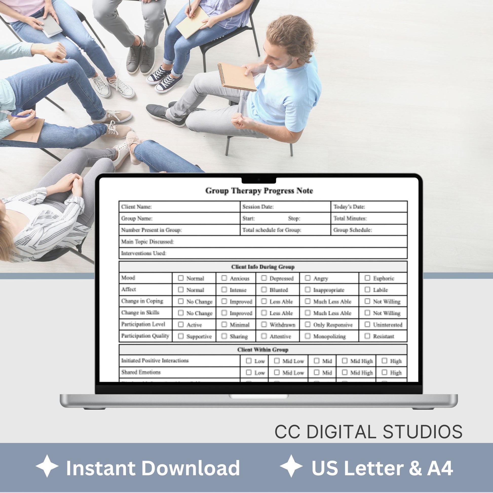 Group Therapy Progress Note - a fillable PDF, your go-to therapist office template for streamlined therapy notes. Enhance your psychotherapy group sessions with this efficient tool, offering customizable progress note tracking.