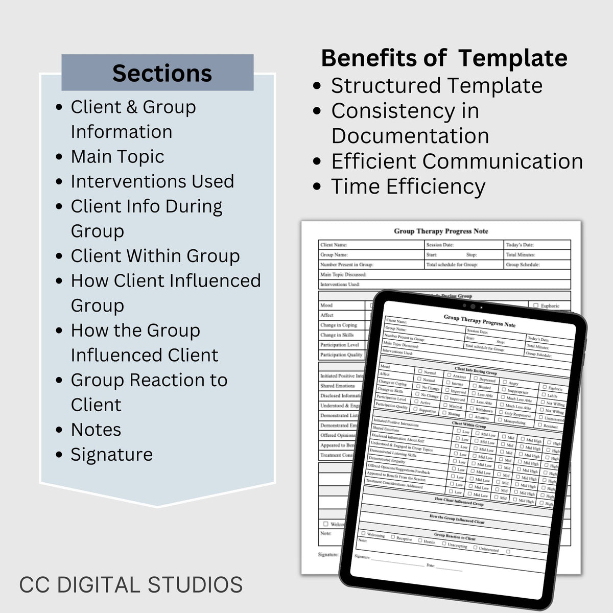 Group Note Structure Group Therapy Progress Note Template: Streamlined Therapy Notes ...