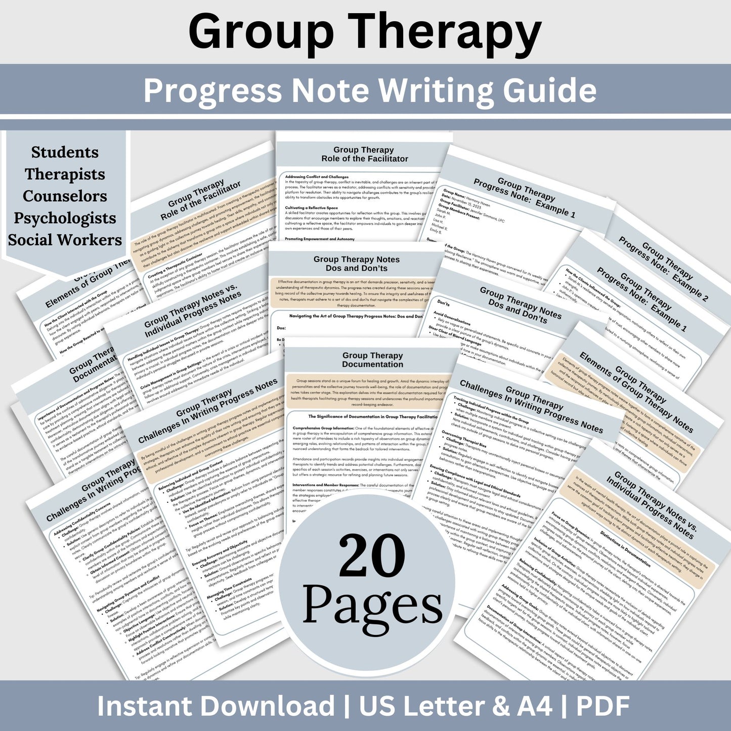 This is the ultimate therapy notes cheat sheet. Ideal for therapist offices and private practices, this reference sheet and guide provide essential insights for effective group therapy documentation. Perfect for seasoned therapists and students.