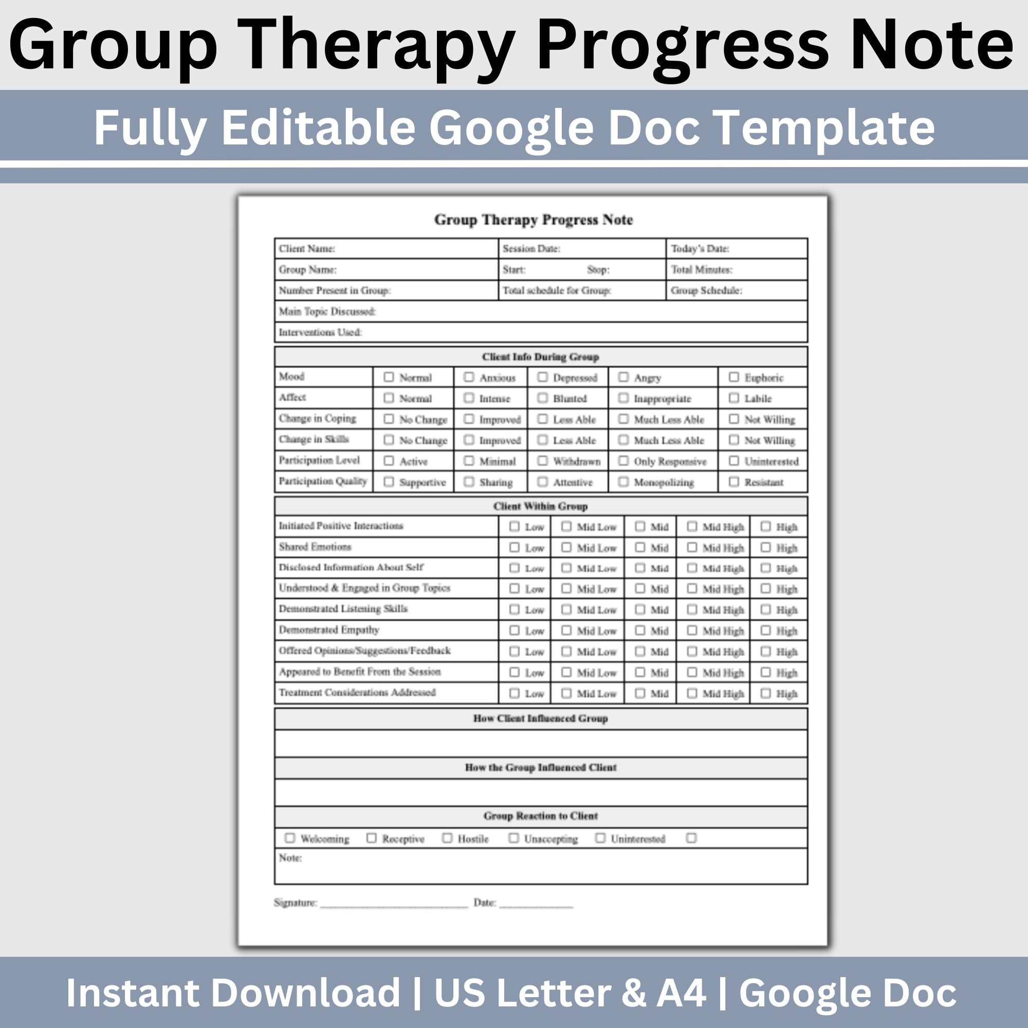 Group Therapy Progress Note Template: Streamlined Notes for Therapists ...