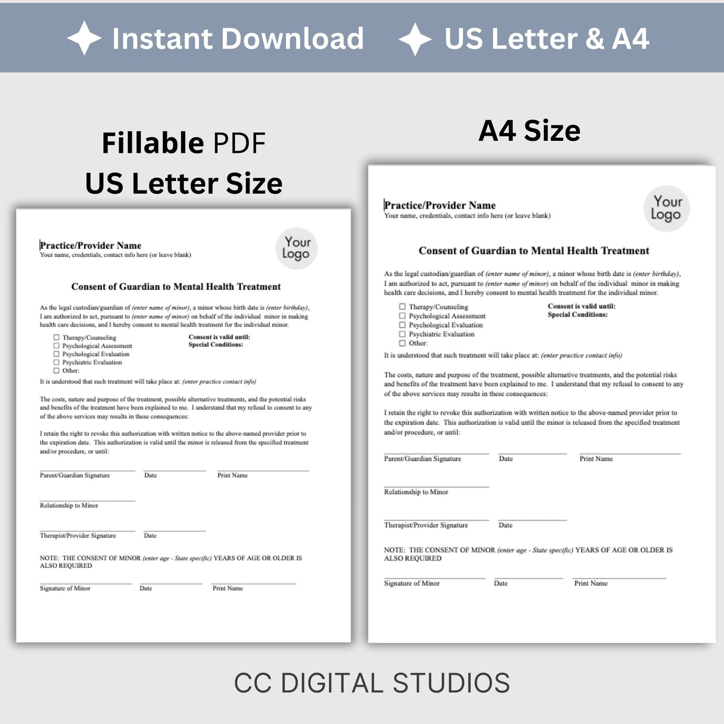 Guardian consent for mental health treatment form for minors. Streamline your client onboarding process with our professional fillable PDF templates for mental health professionals. &nbsp;