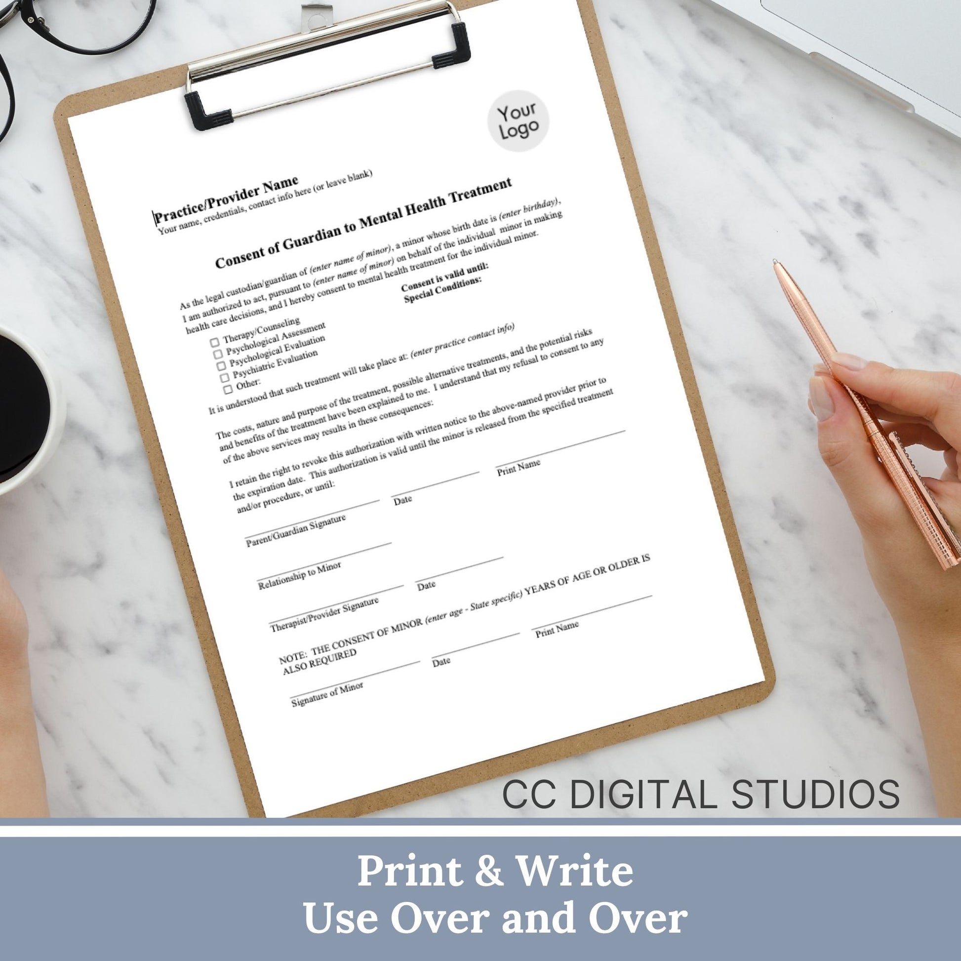 Guardian consent for mental health treatment form for minors. Streamline your client onboarding process with our professional fillable PDF templates for mental health professionals. &nbsp;