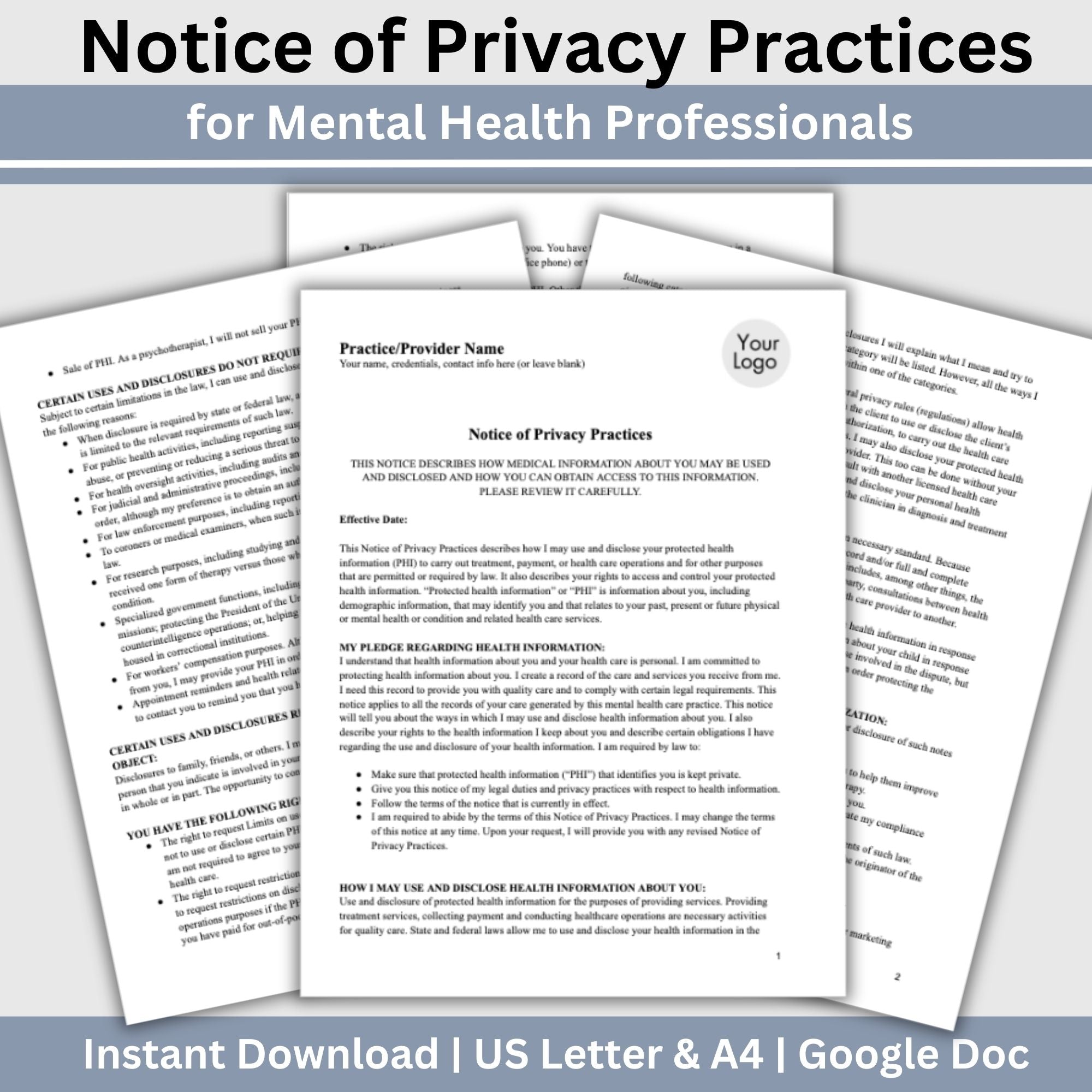 Notice of Privacy Practices - HIPAA Template for Mental Health Profess ...