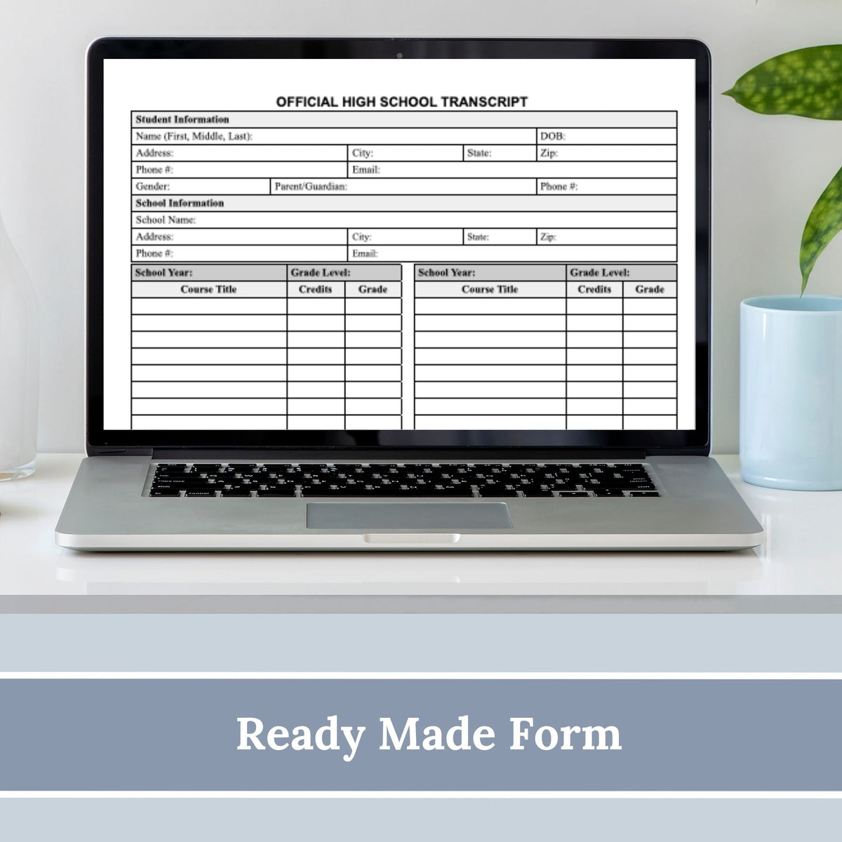 Editable High School Transcript Template, Homeschool Academic Record (Google Doc)