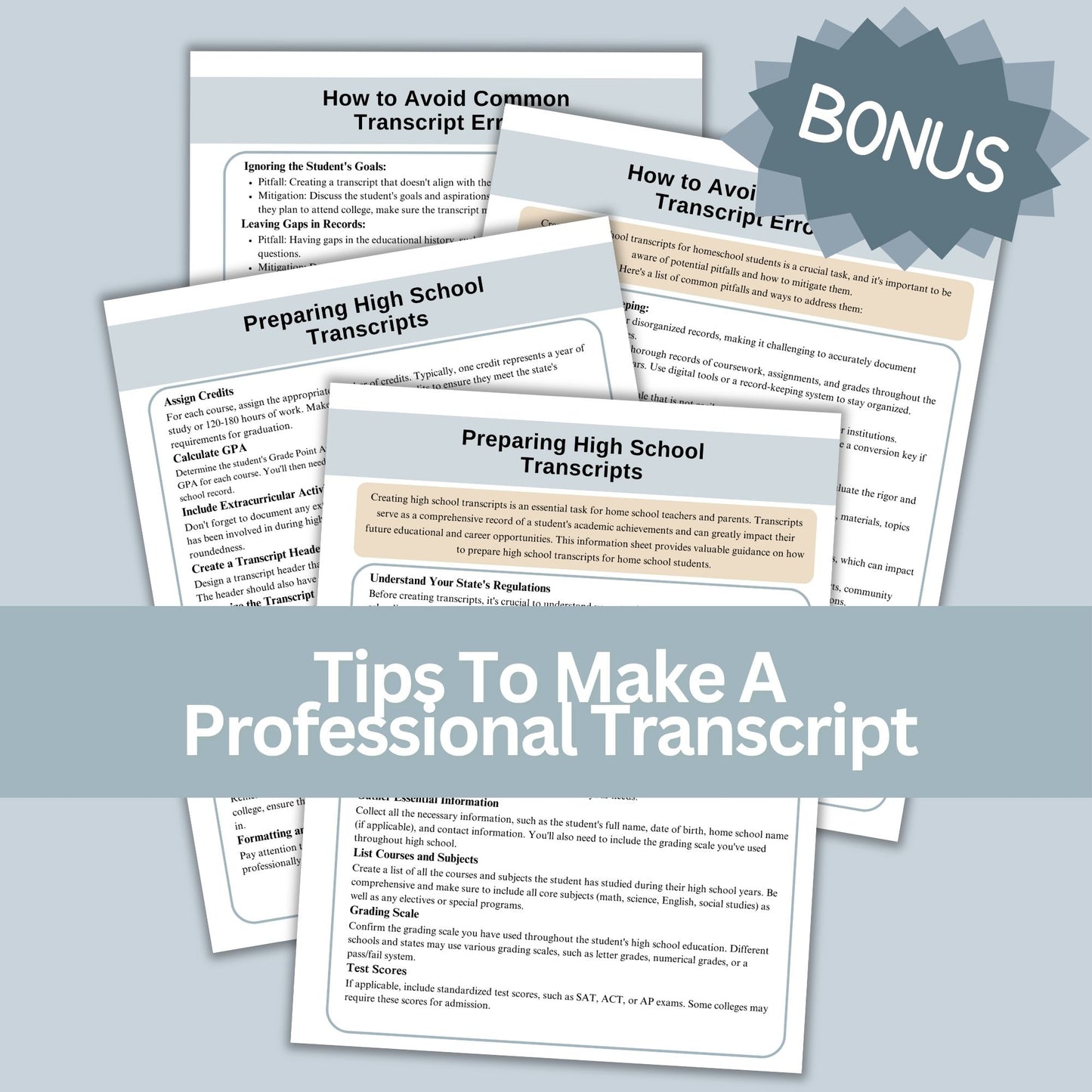 Editable High School Transcript Template, Homeschool Academic Record (Google Doc)