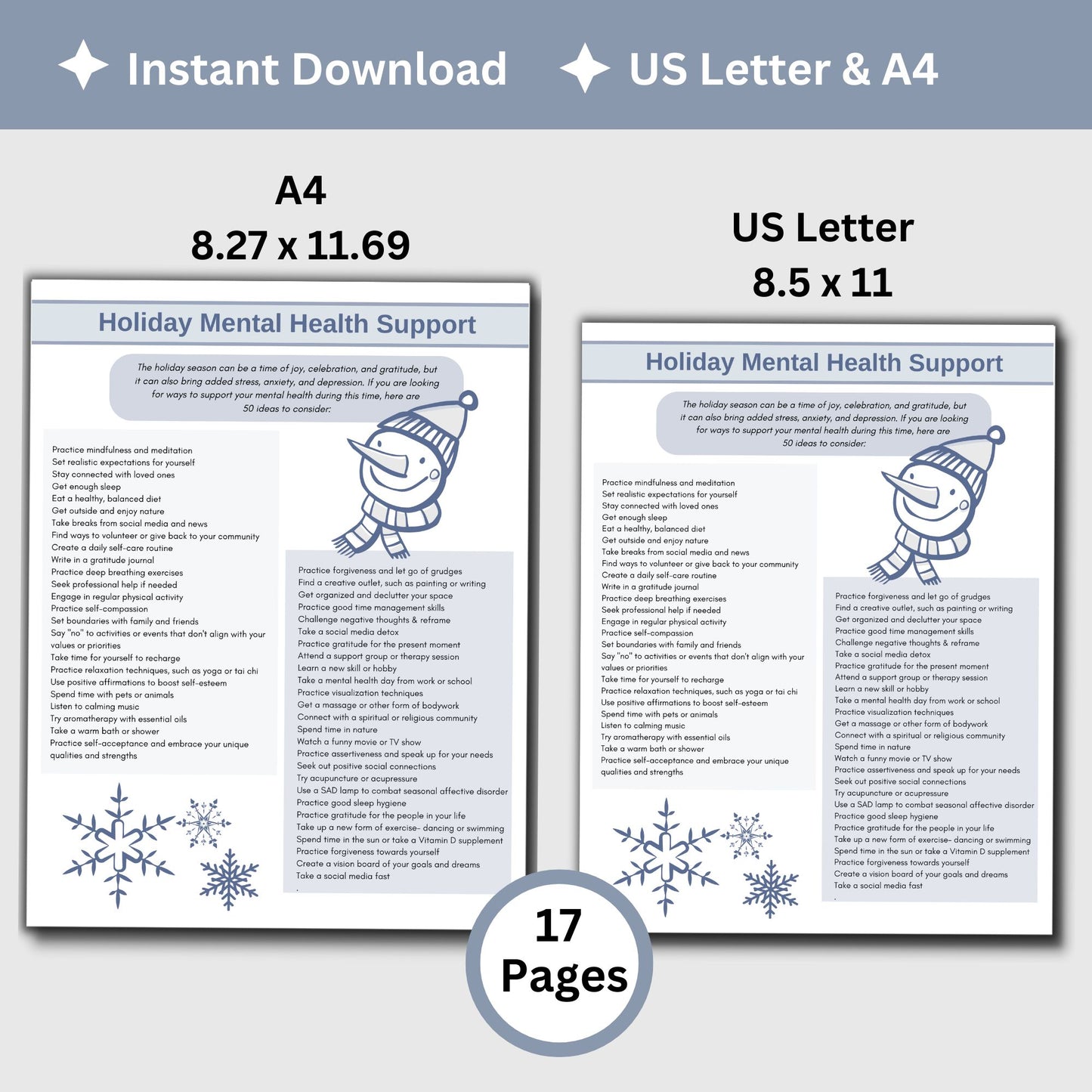 Holiday Survival Mental Health Worksheets, Managing Grief Gift, Boundaries Setting, Holiday Mental Health Support, Holiday Self Care