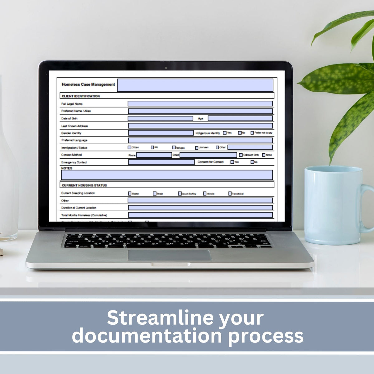 Homeless Case Management Form, Housing Assessment Template, Fillable PDF