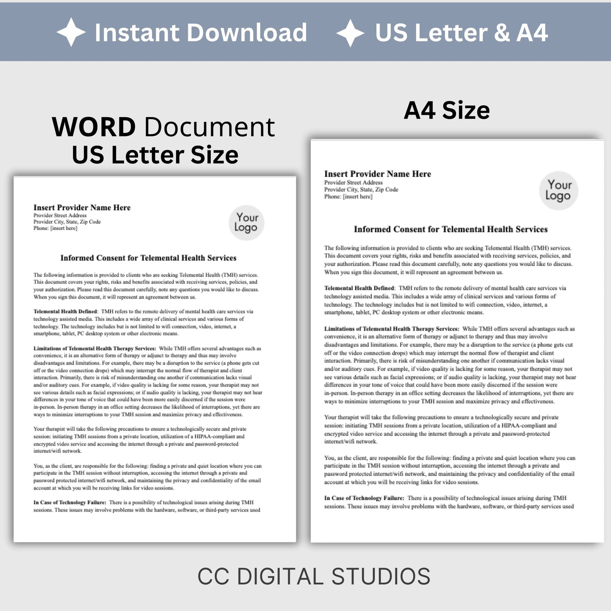 Informed Consent Telemental Health for Minors, Editable WORD Doc, Telehealth Form, Adolescent Therapy, Psychotherapy Forms