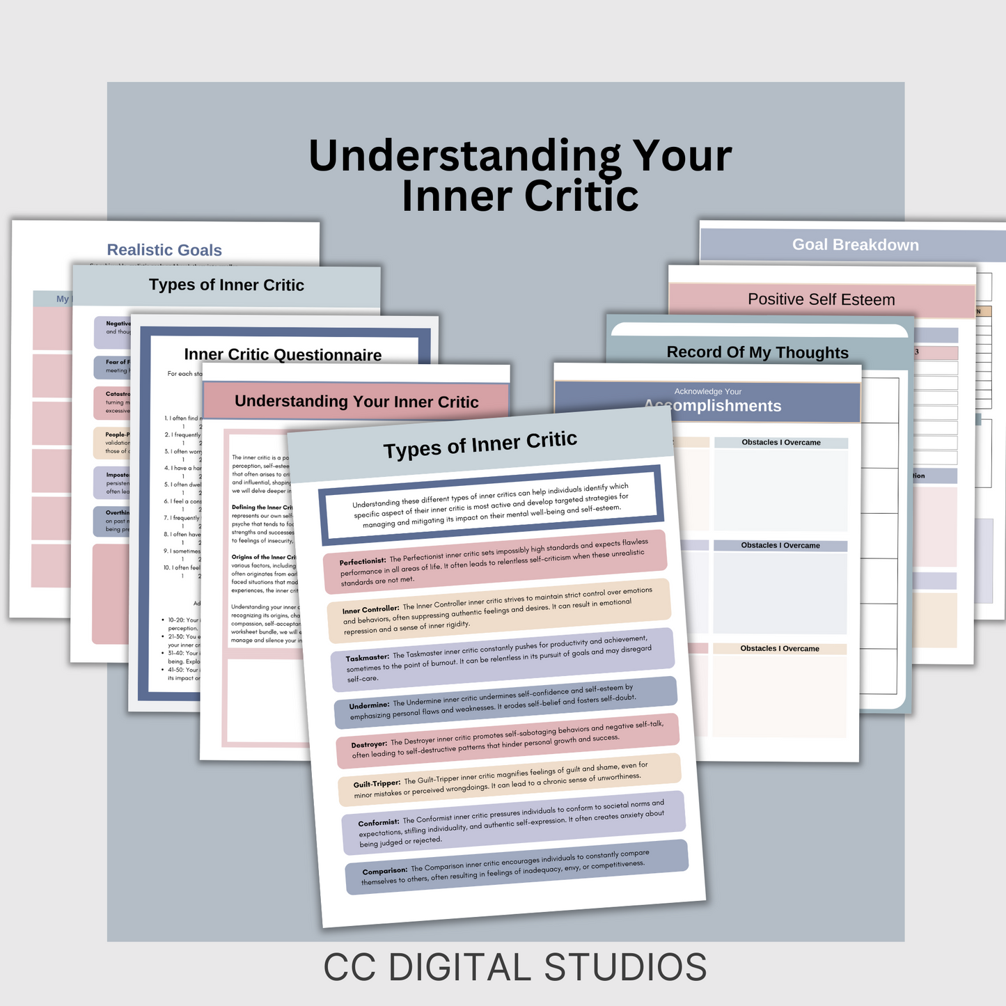 Inner Critic therapy resources, rooted in CBT, empower you to silence your inner critic, boost self-esteem, and foster self-compassion. Counseling office therapy  resources