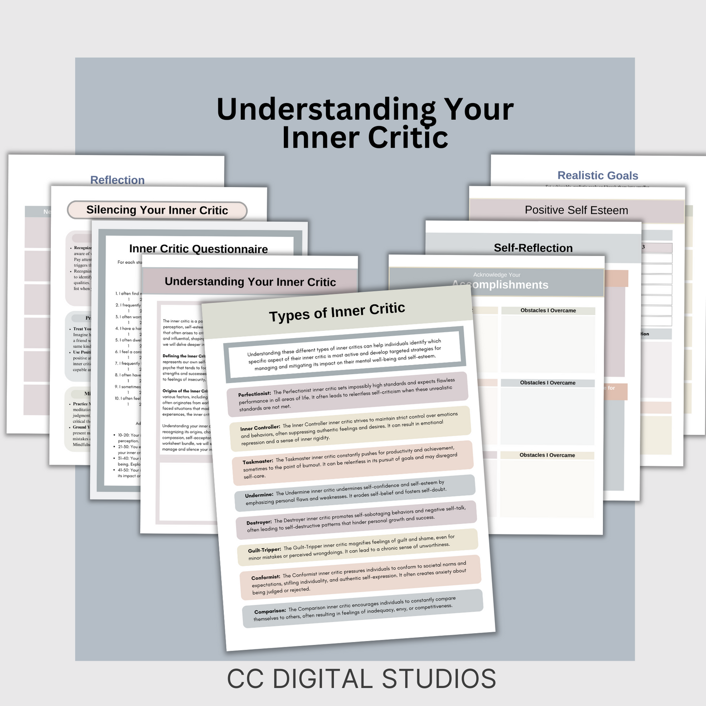 Inner Critic therapy resources, rooted in CBT, empower you to silence your inner critic, boost self-esteem, and foster self-compassion. Counseling office therapy  resources