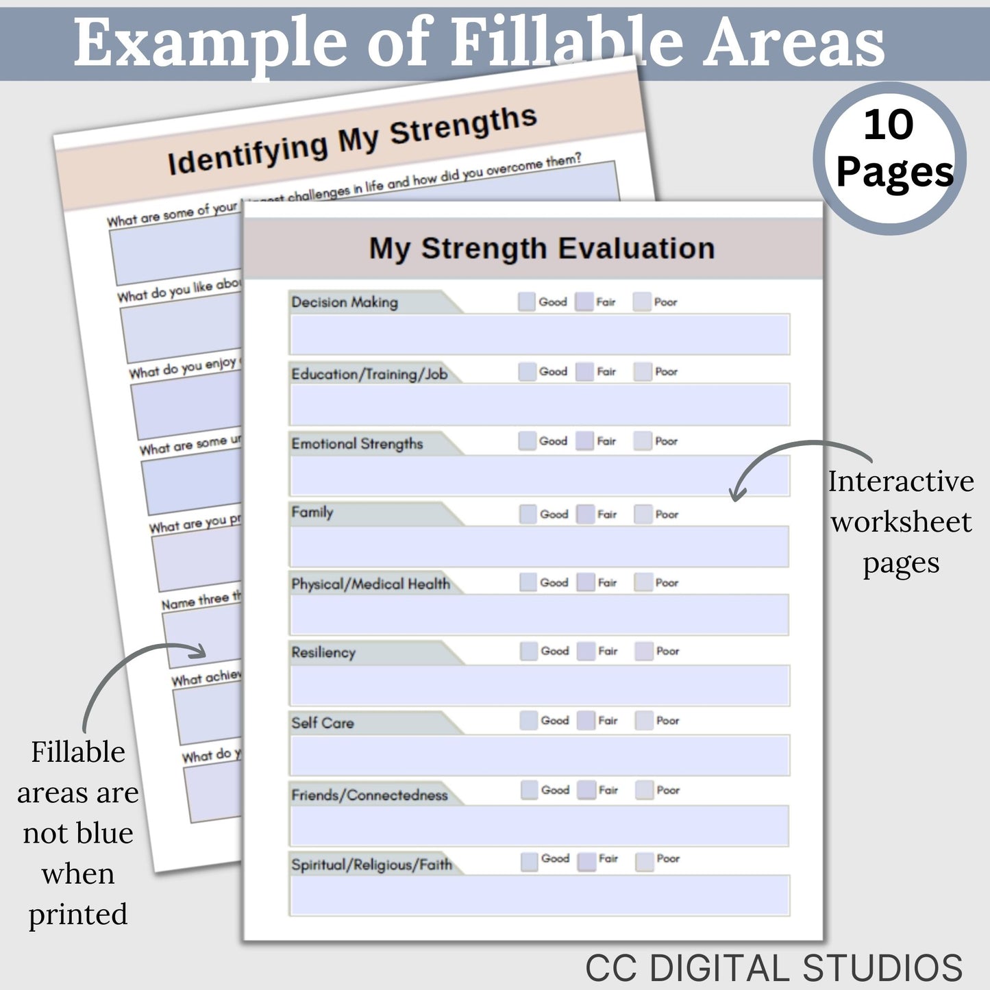 Inner Strength Worksheets - the perfect therapy resource for fostering personal growth!  These therapy worksheets are designed to provide anxiety relief and enhance coping skills in a strengths-based approach.