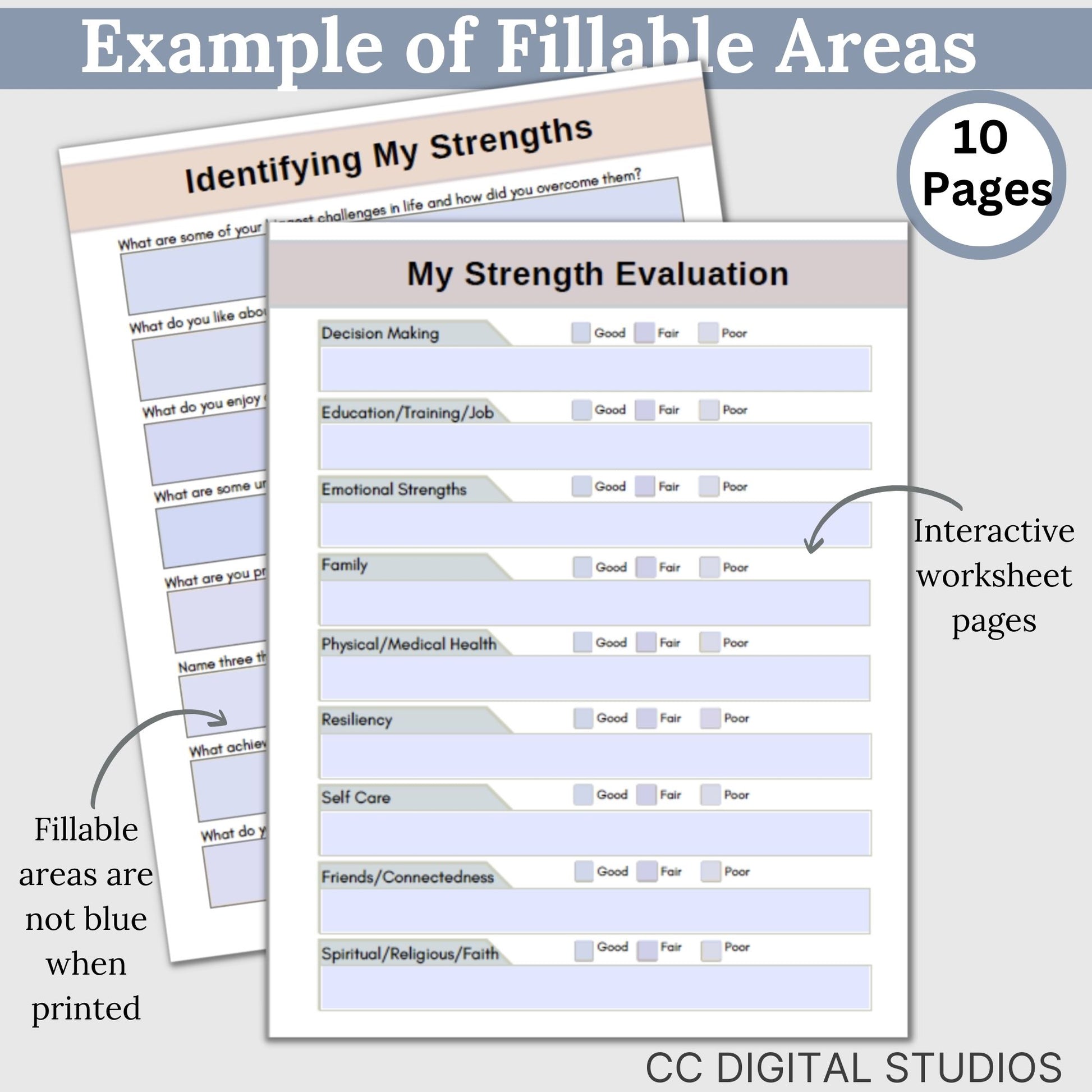 Inner Strength Worksheets - the perfect therapy resource for fostering personal growth!  These therapy worksheets are designed to provide anxiety relief and enhance coping skills in a strengths-based approach.