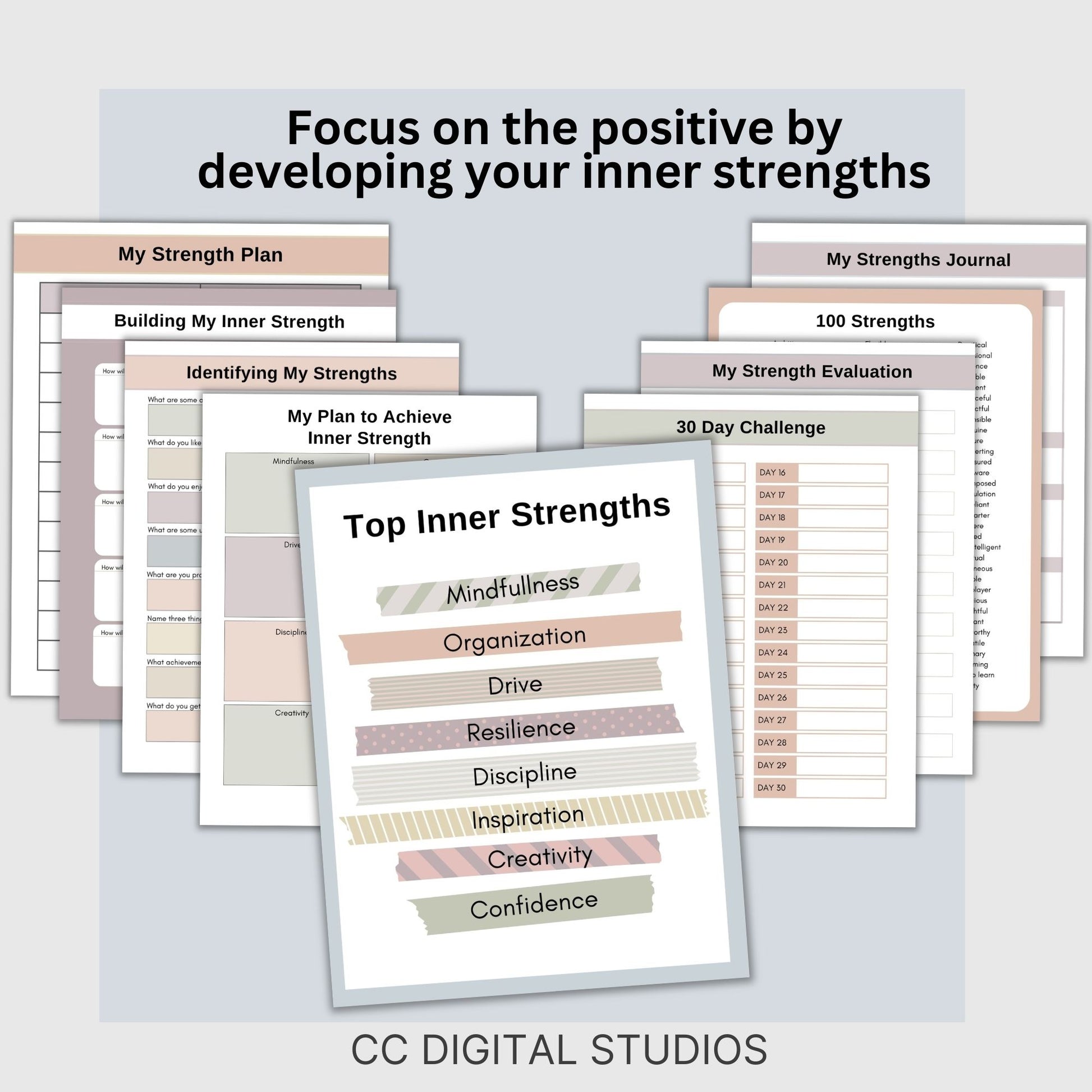 Inner Strength Worksheets - the perfect therapy resource for fostering personal growth!  These therapy worksheets are designed to provide anxiety relief and enhance coping skills in a strengths-based approach.