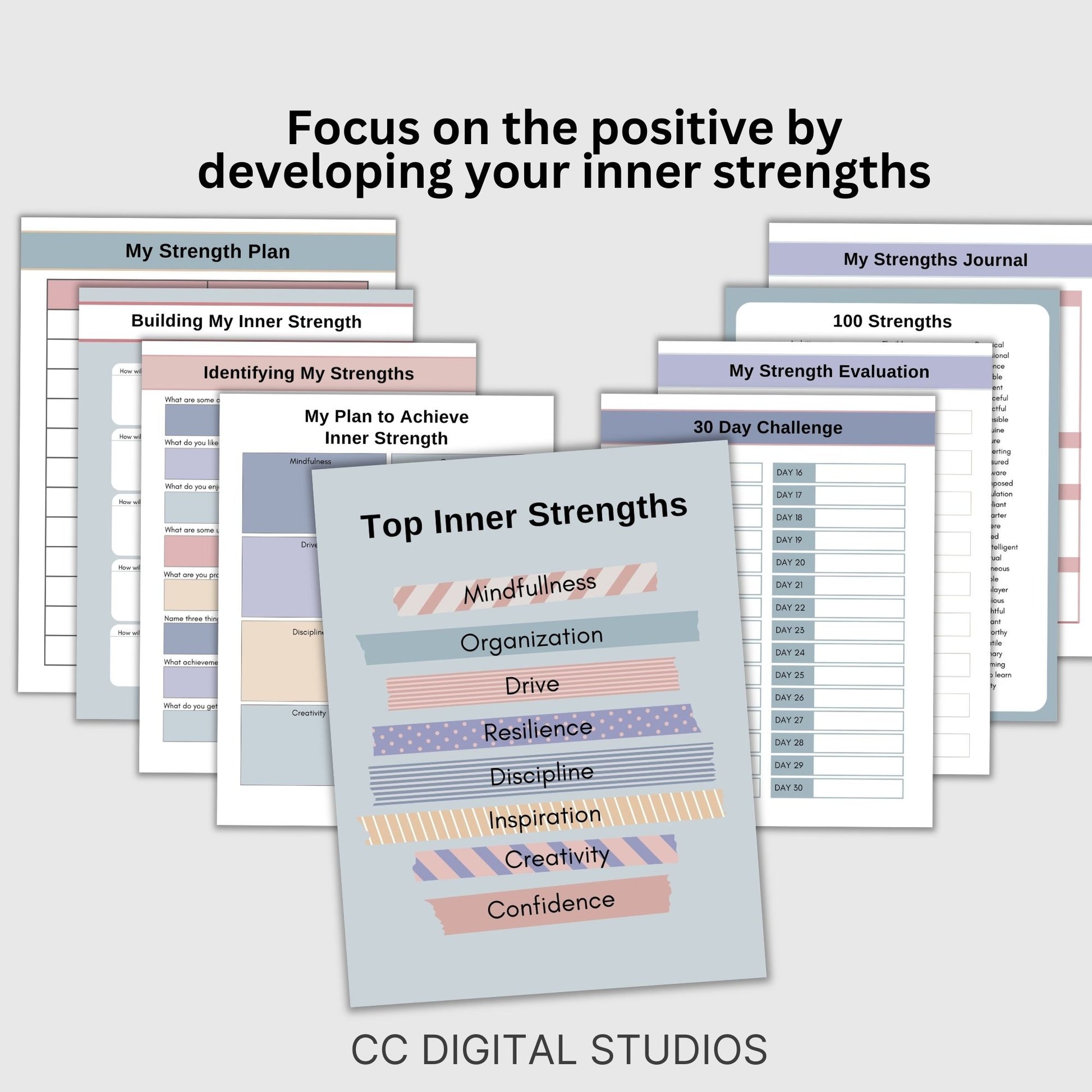 Inner Strength Worksheets - the perfect therapy resource for fostering personal growth!  These therapy worksheets are designed to provide anxiety relief and enhance coping skills in a strengths-based approach.