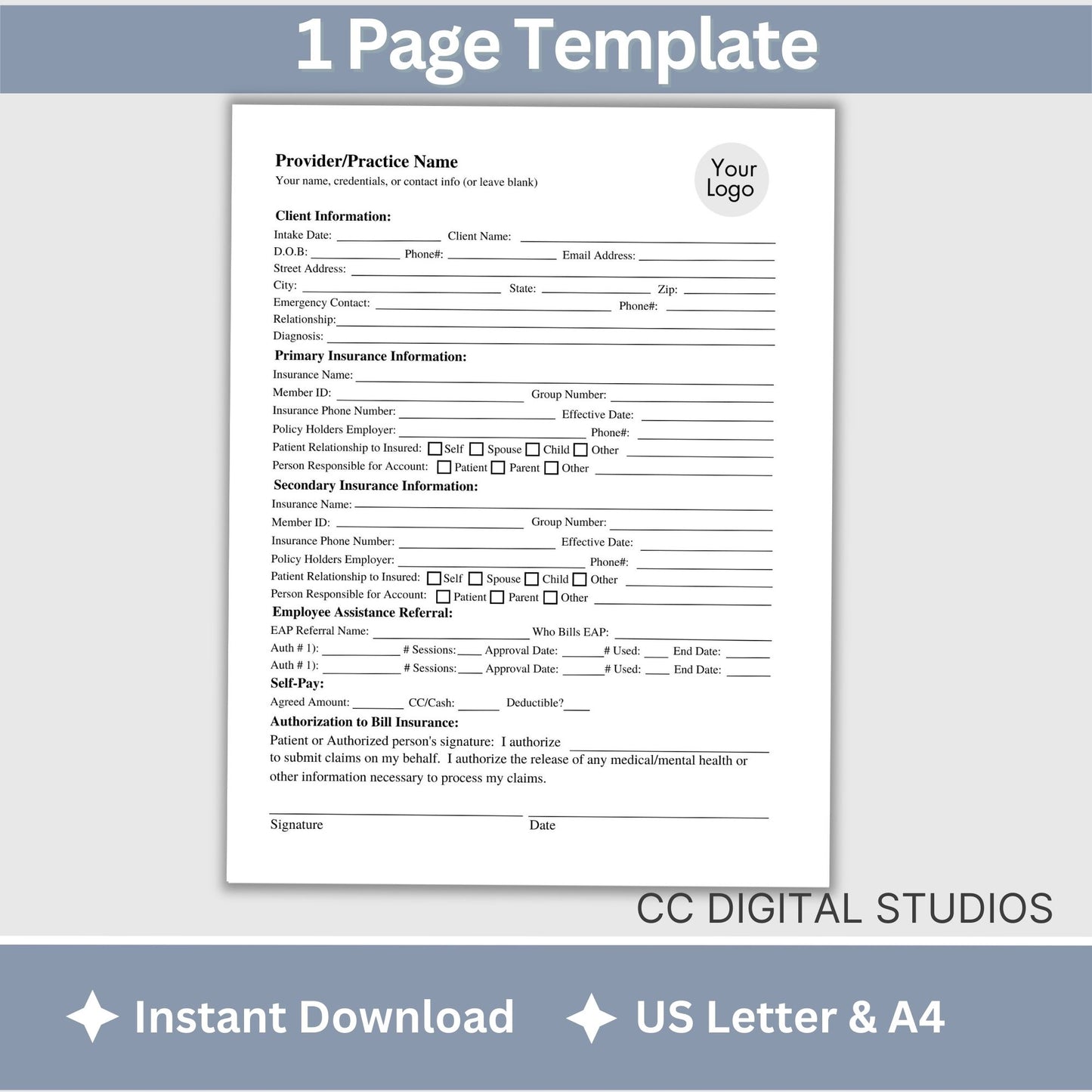 Insurance Payment Verification Form for Mental Health Professionals