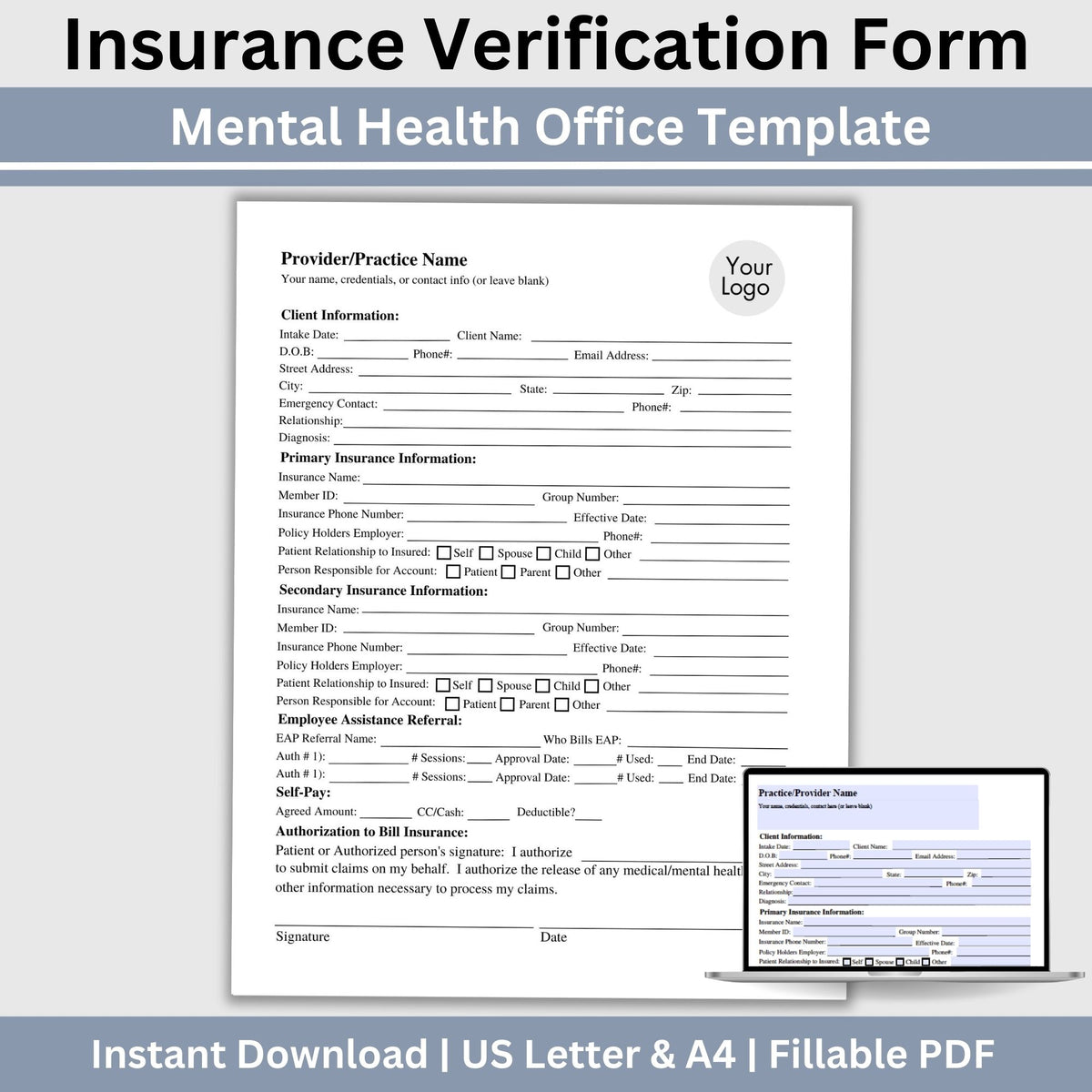 Insurance Payment Verification Form for Mental Health Professionals ...