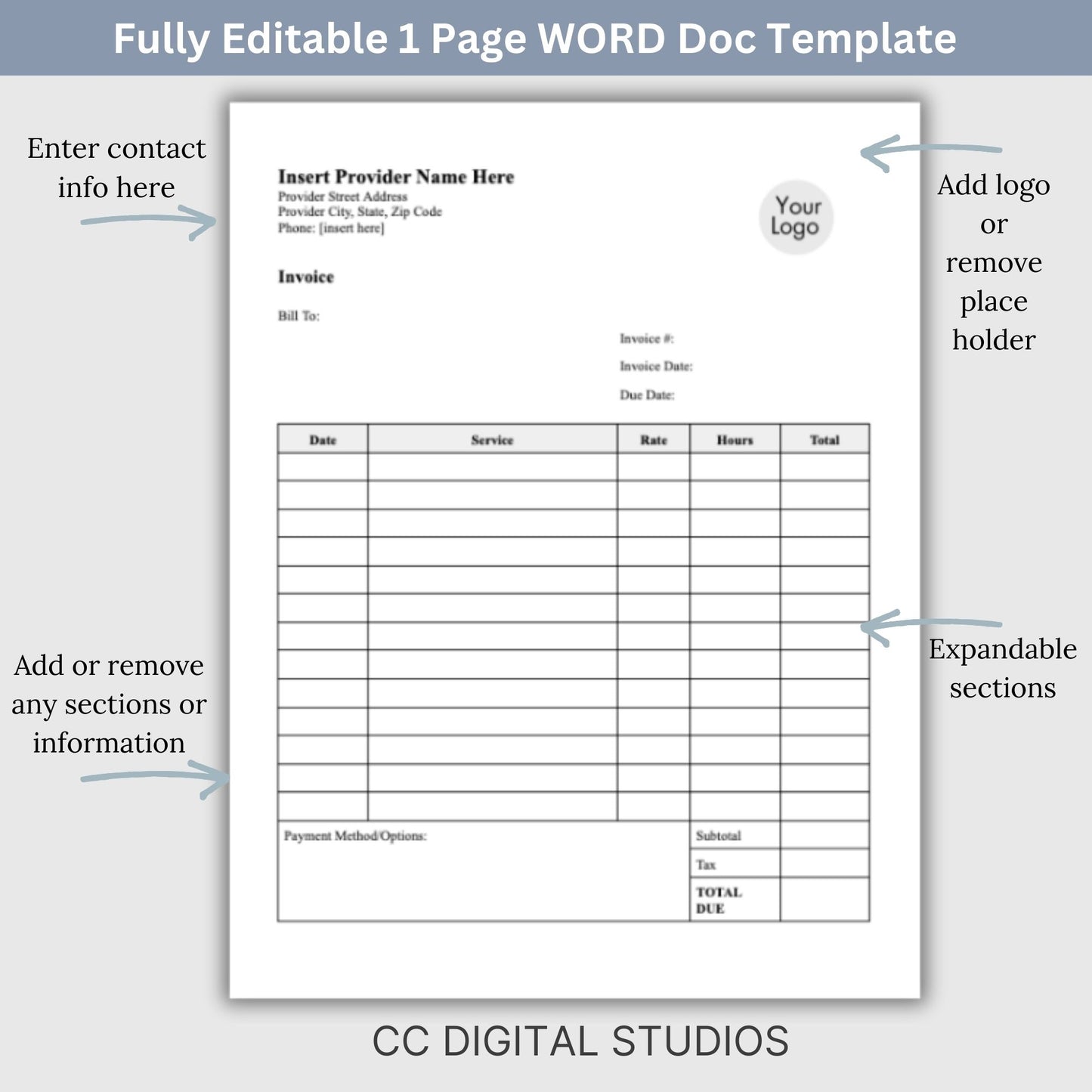 Invoice for billing in private practice.  Impress your clients with clear, concise, and personalized therapist office invoice that reflect your professionalism and attention to detail.