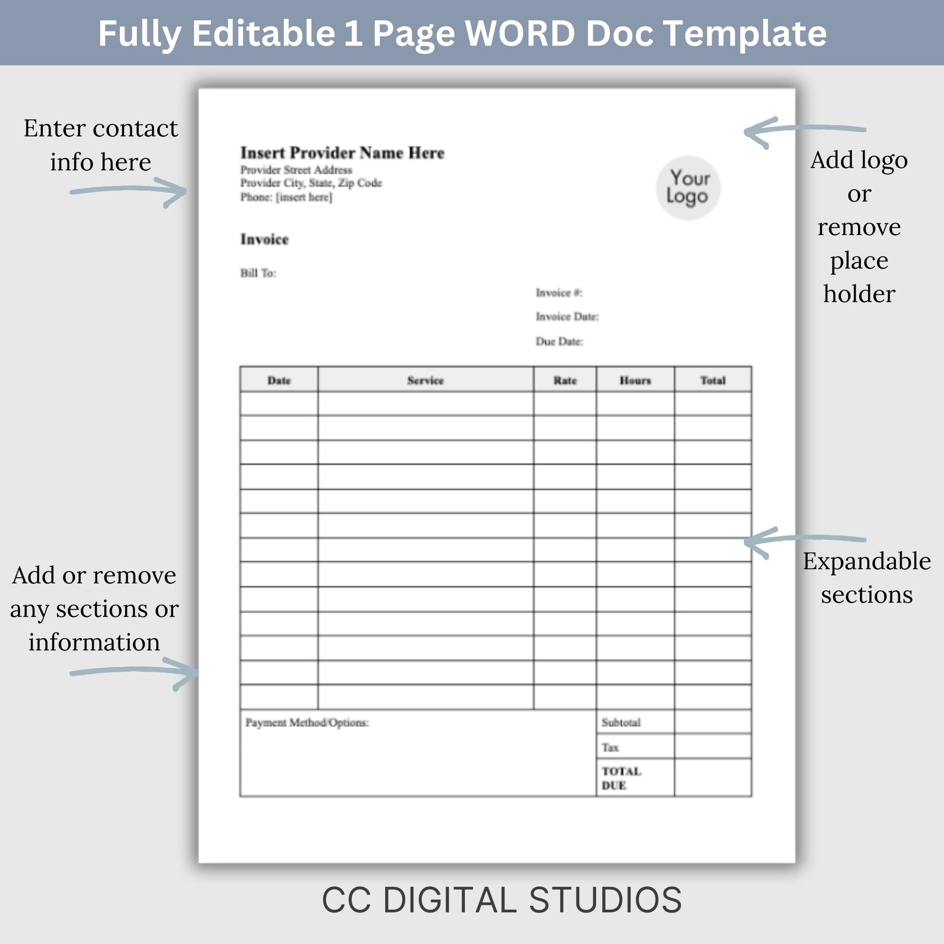 Invoice for billing in private practice.  Impress your clients with clear, concise, and personalized therapist office invoice that reflect your professionalism and attention to detail.