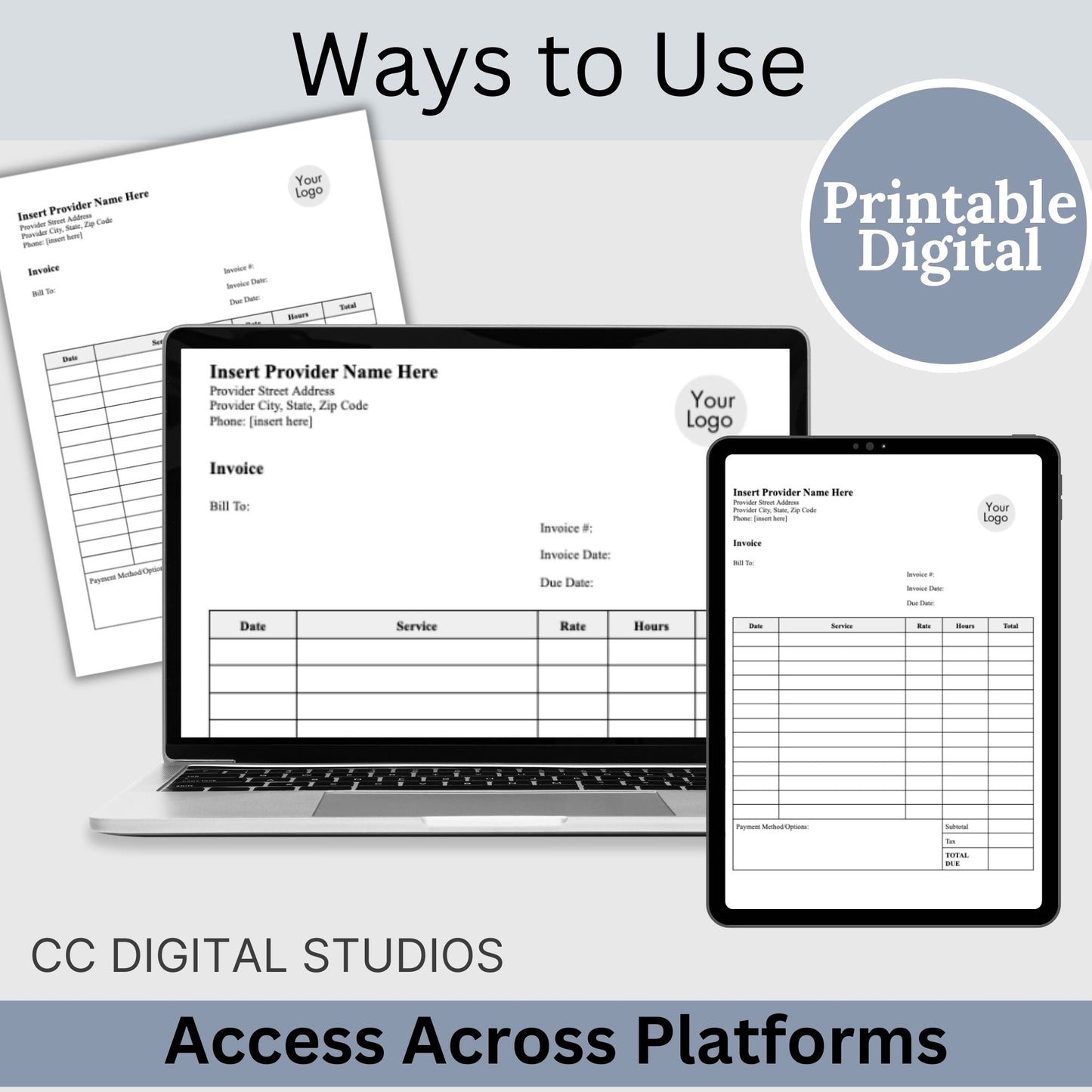 Invoice for billing in private practice.  Impress your clients with clear, concise, and personalized therapist office invoice that reflect your professionalism and attention to detail.