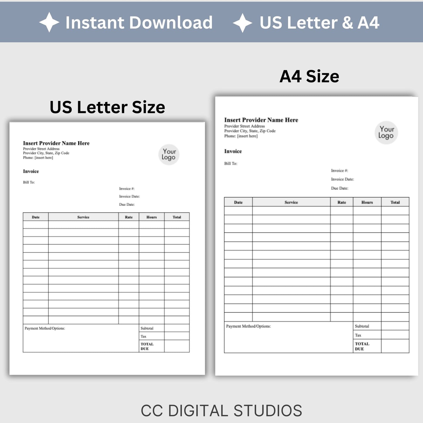 Invoice for billing in private practice.  Impress your clients with clear, concise, and personalized therapist office invoice that reflect your professionalism and attention to detail.