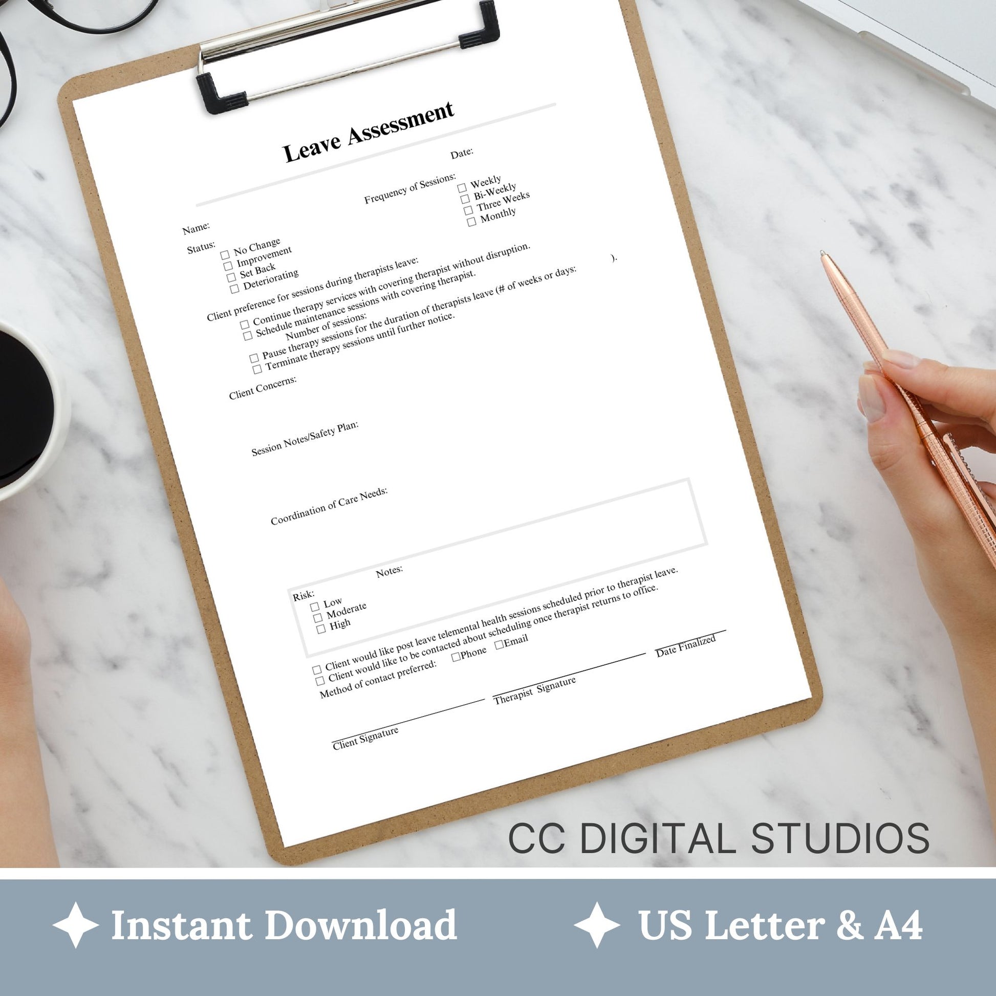 Therapist Coordination of Care Form, a must-have addition to any counseling office or private practice therapist planner. This fillable PDF is designed to streamline the transition during therapist leaves of absence.