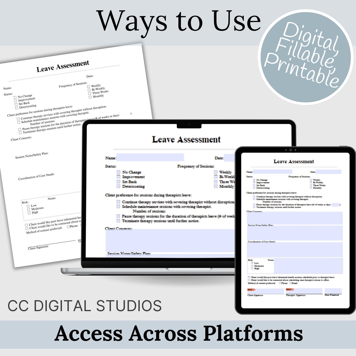 Therapist Coordination of Care Form, a must-have addition to any counseling office or private practice therapist planner. This fillable PDF is designed to streamline the transition during therapist leaves of absence.