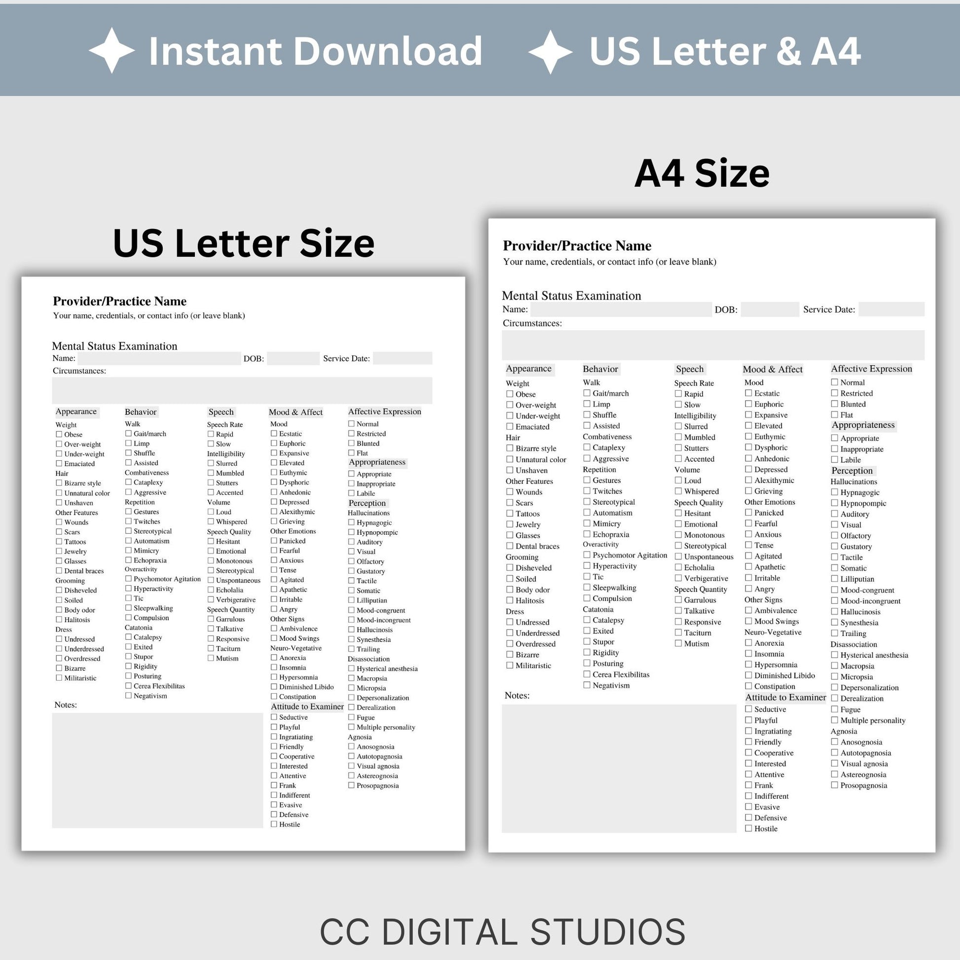 Mental Status Exam therapy notes fillable PDF template. Effortlessly streamline client onboarding with the therapy template. Tailored for therapists, school psychology and counselors