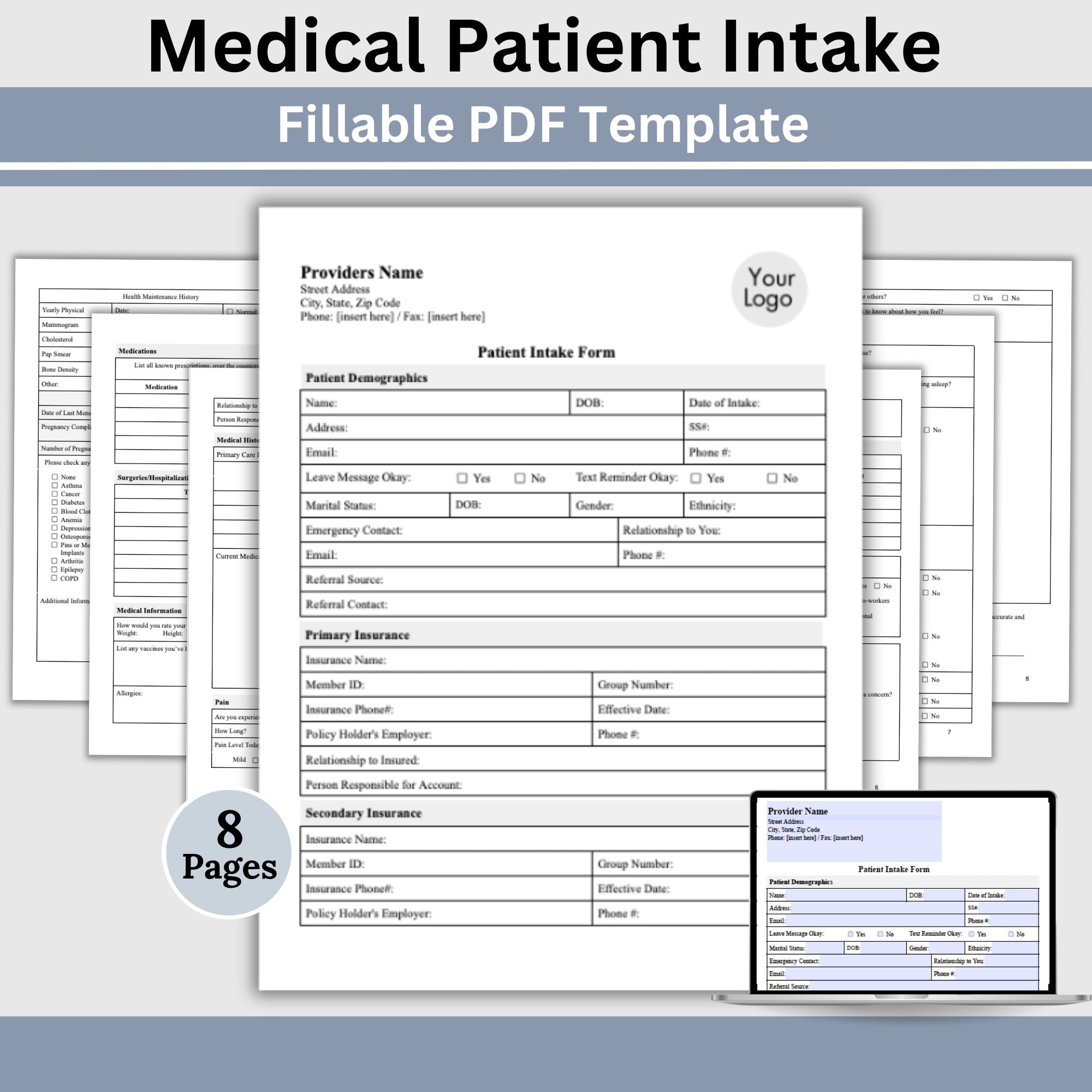 Medical Patient Intake Form - Fillable PDF – CCDigitalStudios