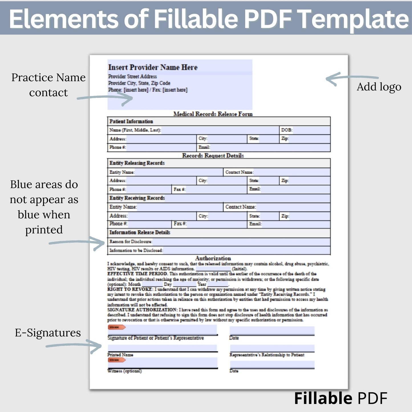 Medical Office Legal Forms Bundle - Fillable PDF