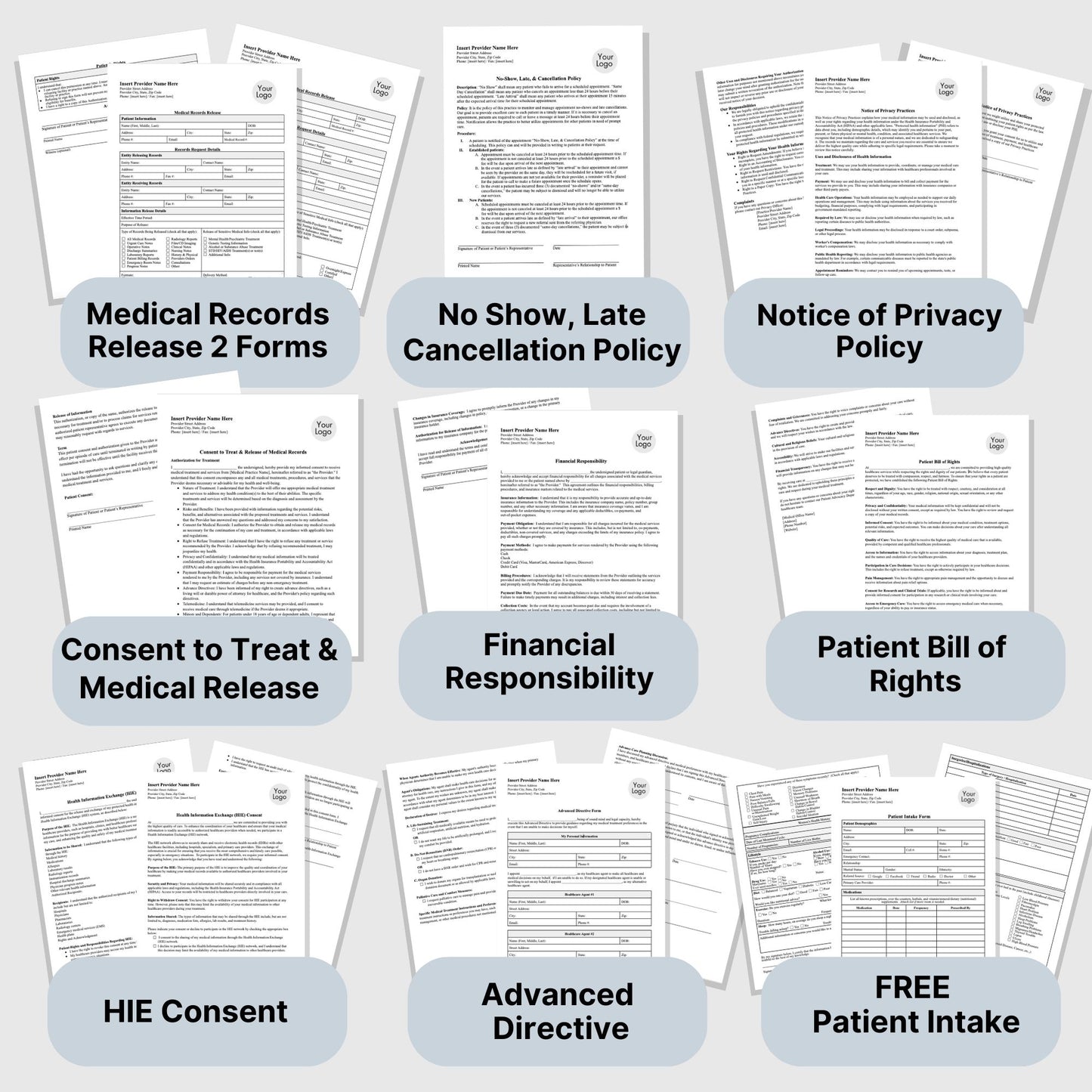Medical Office Legal Forms Bundle - Fillable PDF