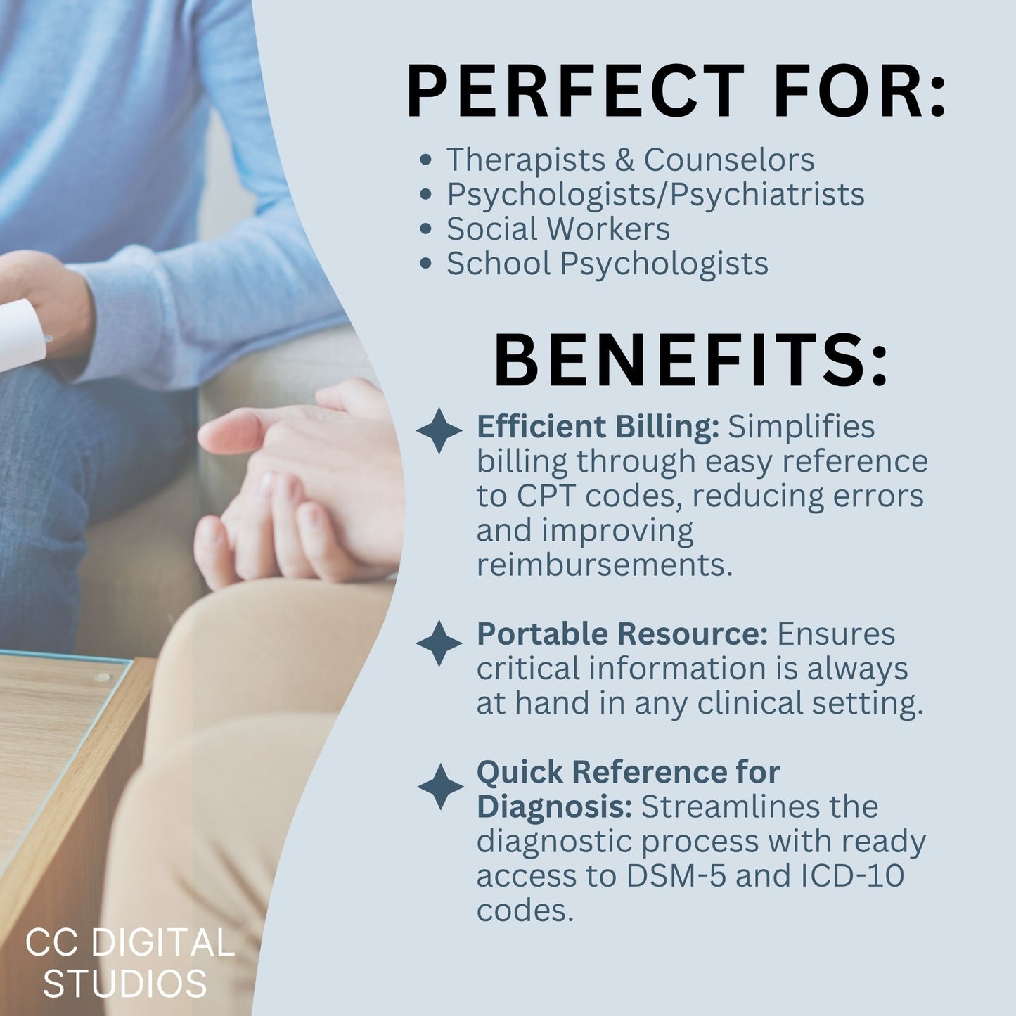 56 pages of mental health code reference sheets for common behavioral health material; ICD-10 Codes, DSM-5 Codes, CPT Codes, and Z codes. FREE commonly used medication lists and hotline numbers.