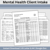 Mental Health Client Intake Form: Therapy Office Template (Google Doc)