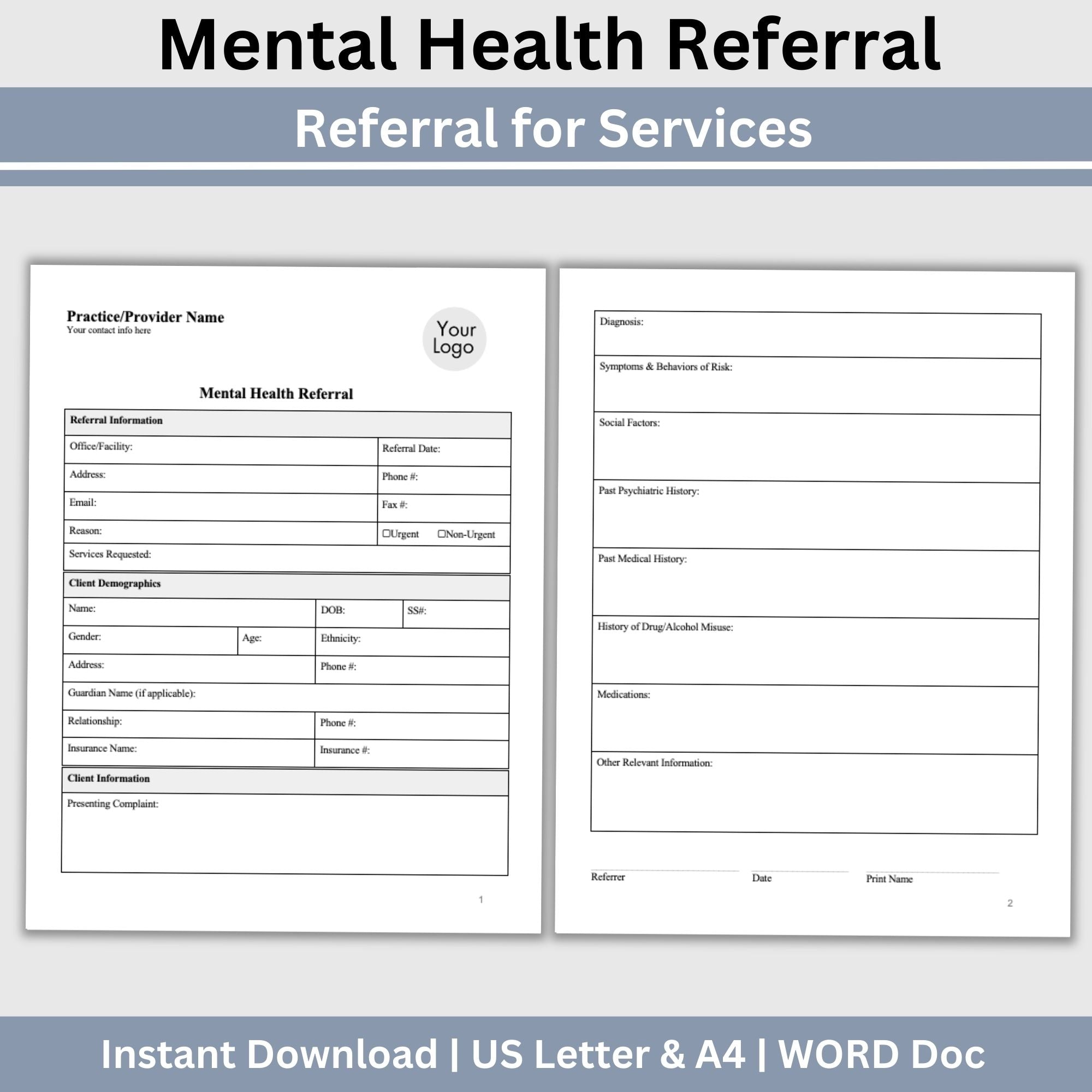 Fax Back Referral Note Mental Health Clinician's Referral Template: Streamline Client Referra ...
