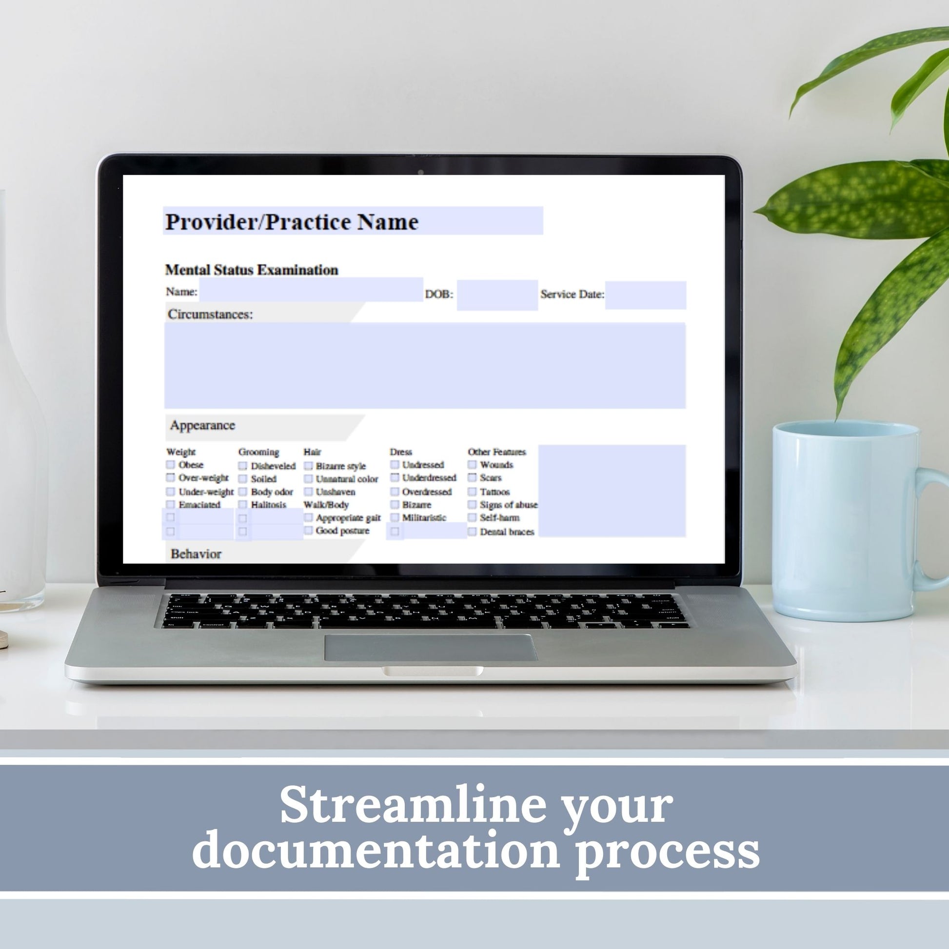 Mental Status Exam therapy notes fillable PDF template. Effortlessly streamline client onboarding with the therapy template. Tailored for therapists, school psychologist and counselors