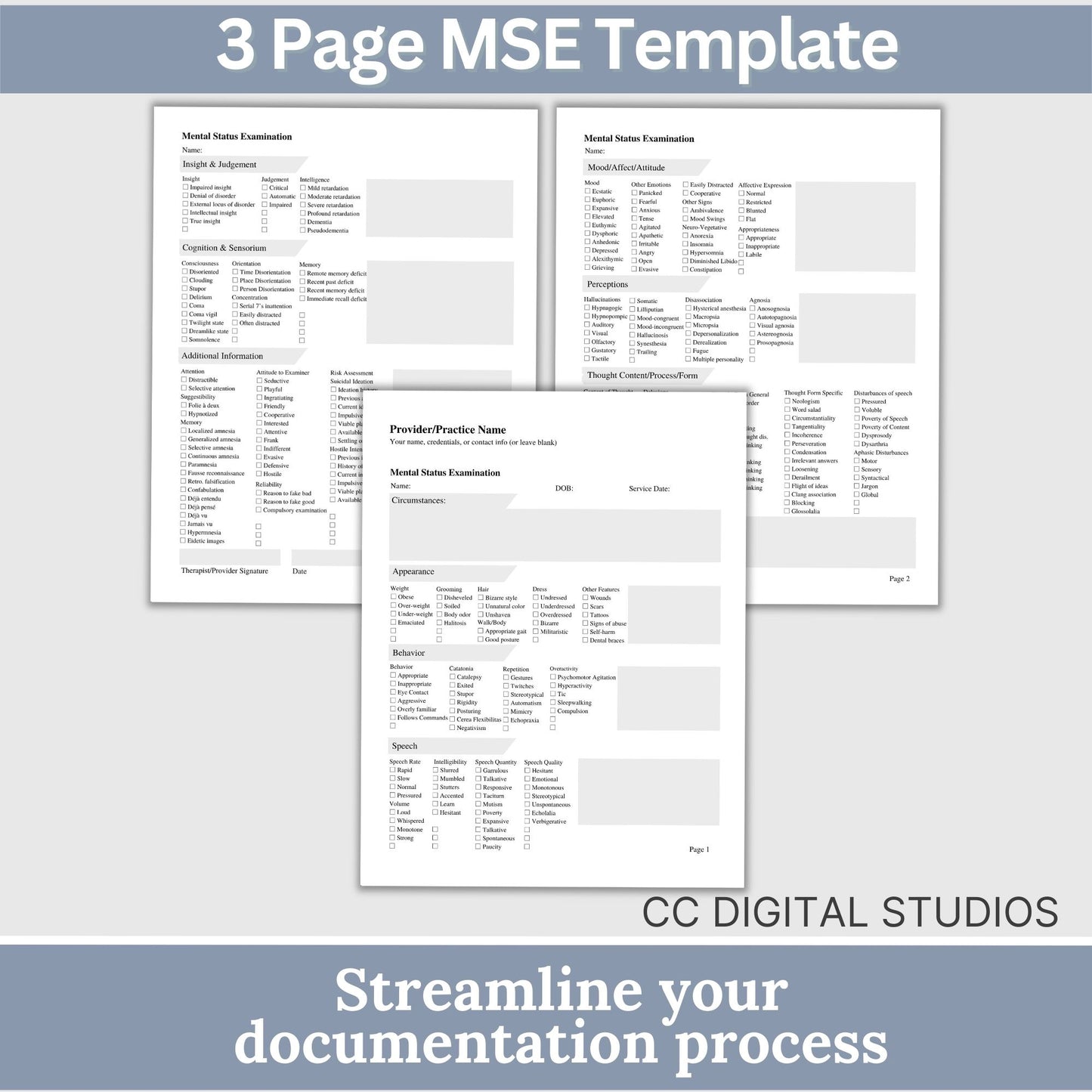 Mental Status Exam therapy notes fillable PDF template. Effortlessly streamline client onboarding with the therapy template. Tailored for therapists, school psychologist and counselors