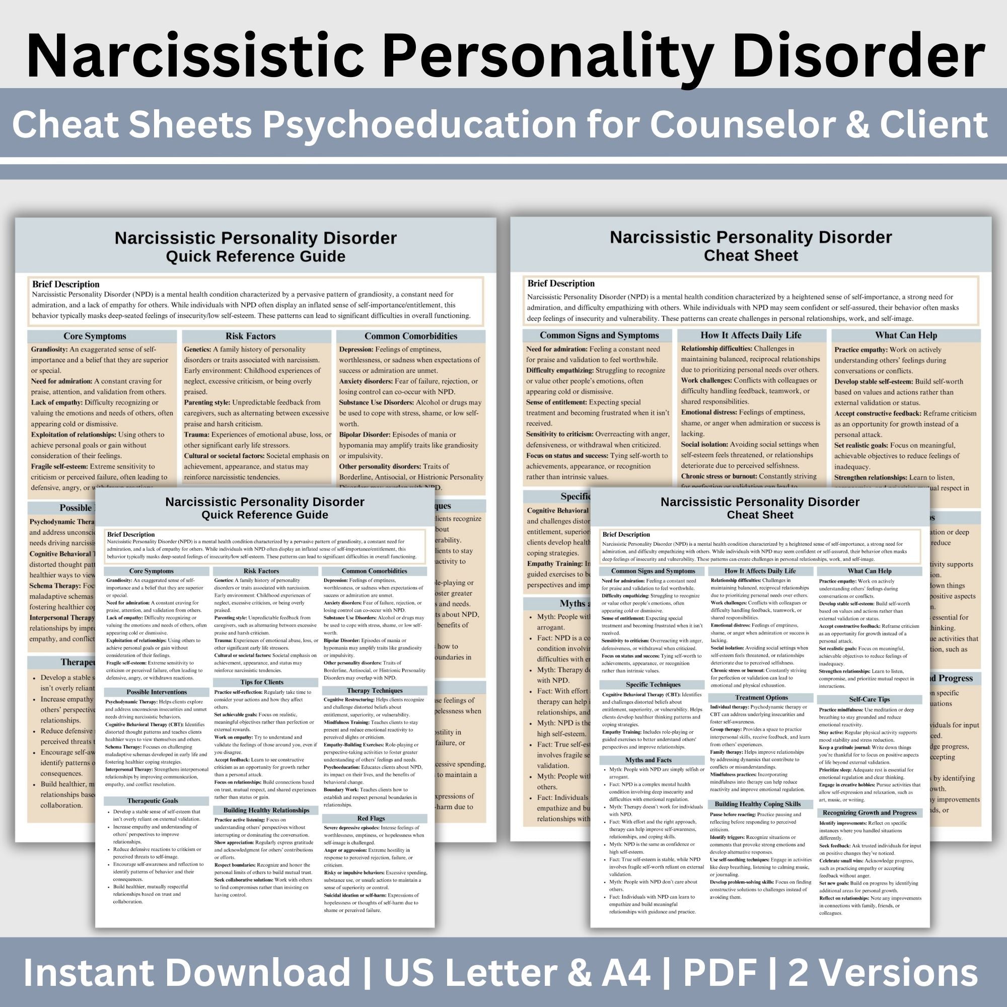 Npd Worksheets.pdf Narcissistic Personality Disorder Therapy Cheat Sheet: 2 IN 1 Psychoed ...