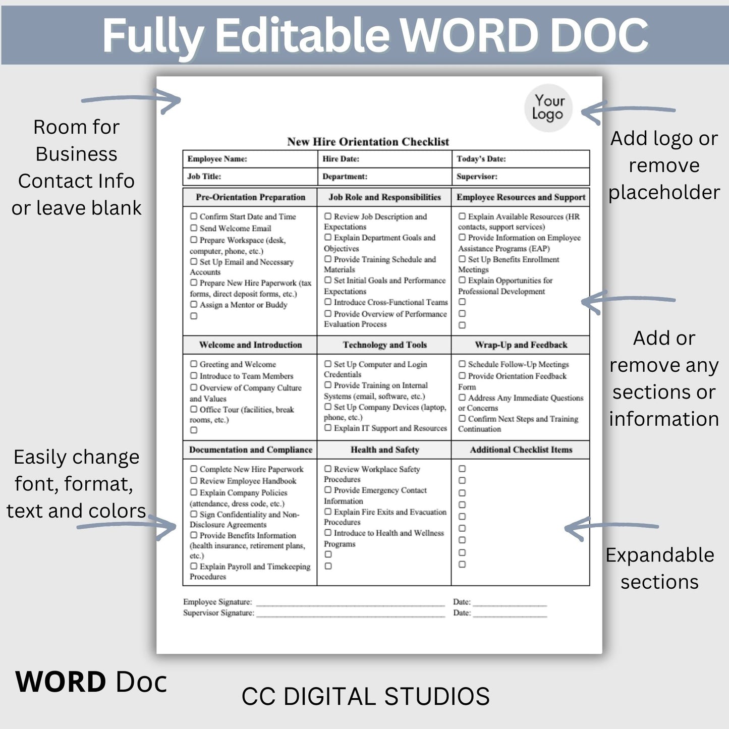 New Hire Onboarding Checklist - WORD DOC