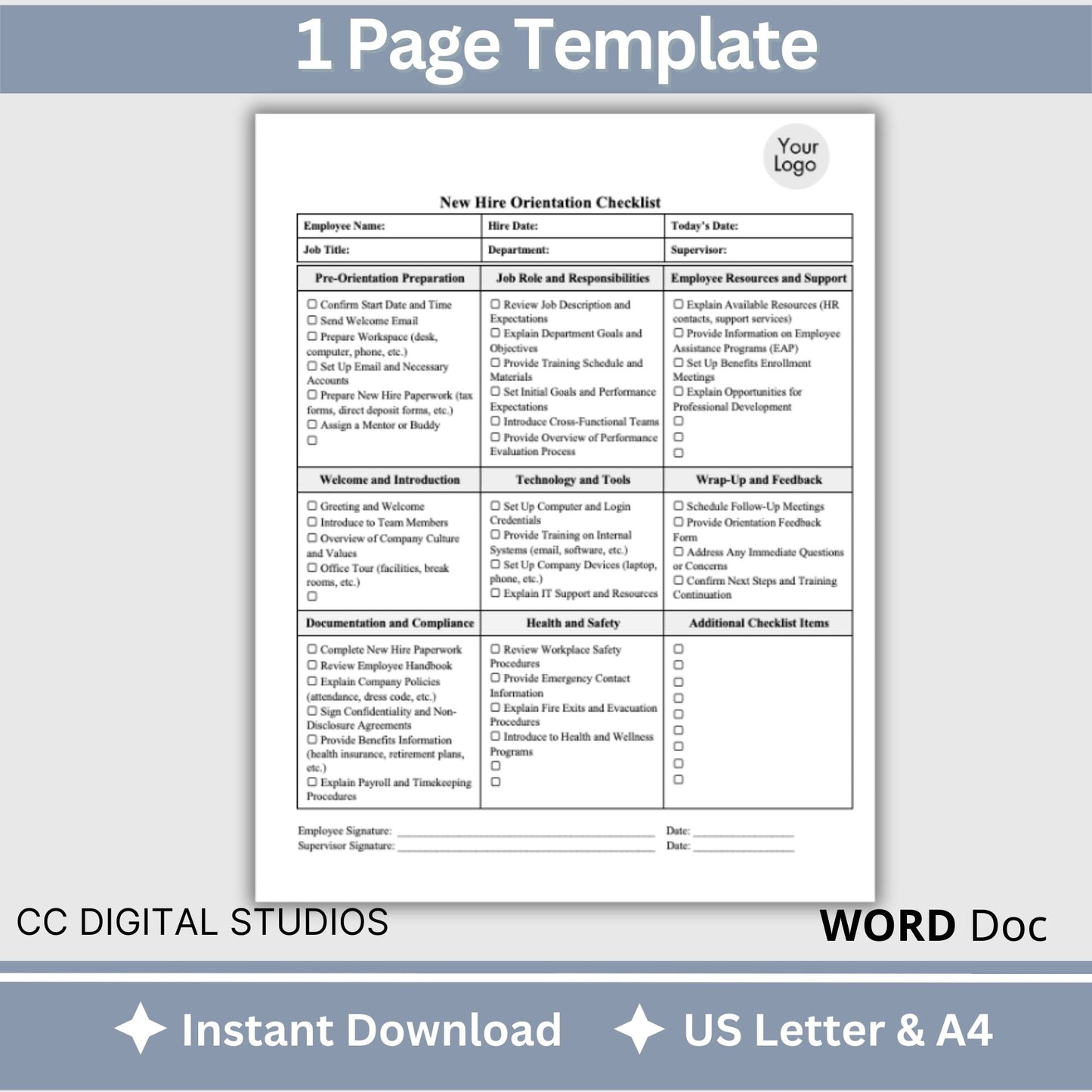 New Hire Onboarding Checklist - WORD DOC
