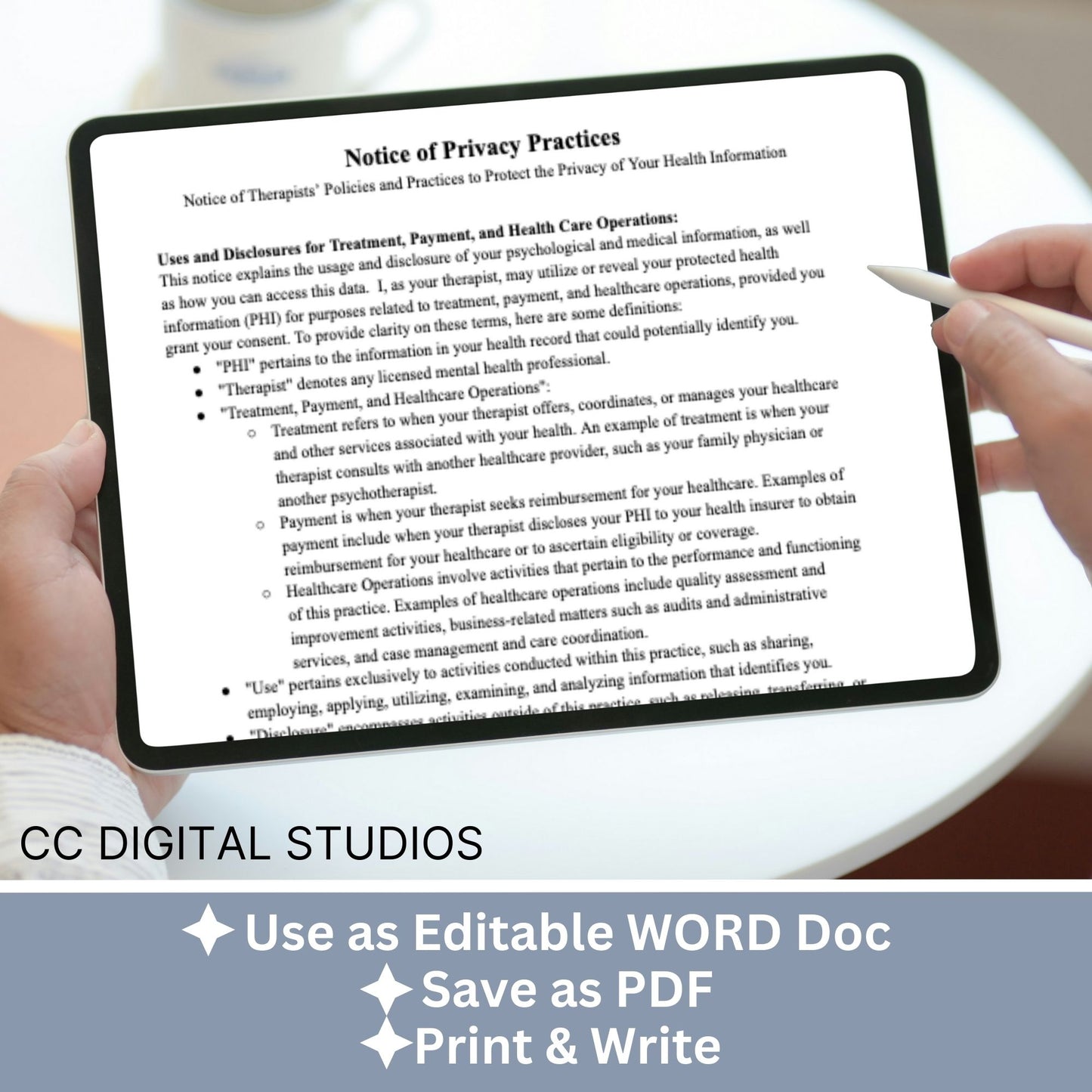 Notice of Privacy Practices HIPAA form for minors, editable WORD Doc.  Streamline your private practice therapist office with professional forms.Notice of Privacy Practices, HIPAA Template WORD Doc, Patient Rights and Responsibilities, Therapy Tools