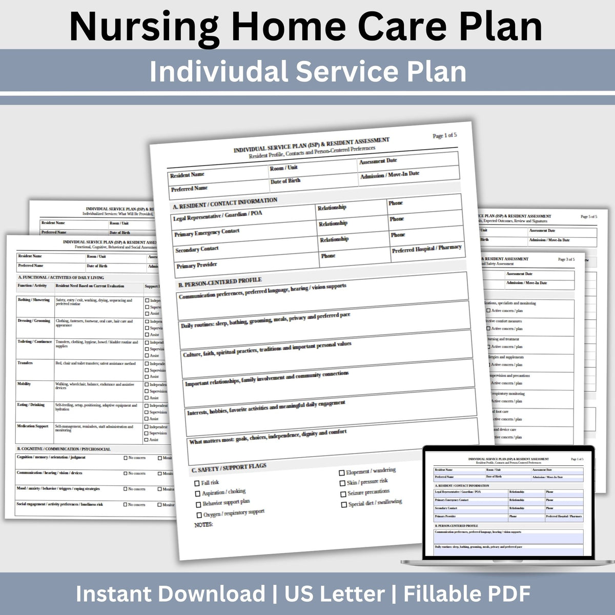 Nursing Home Care Plan Template | Individual Service Plan ISP
