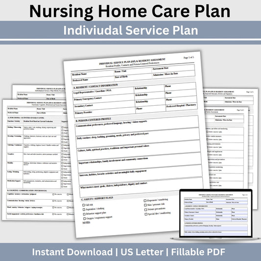 Nursing Home Care Plan Template | Individual Service Plan ISP