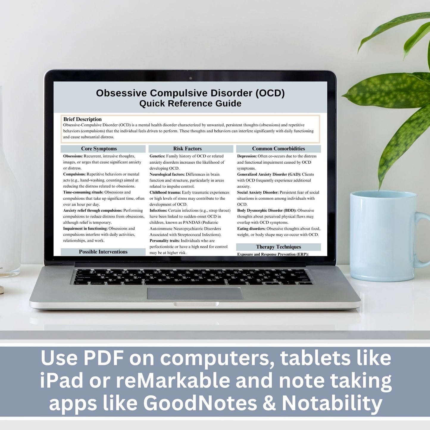 This 2-in-1 OCD Cheat Sheet is designed for both therapists and clients! It includes a therapist's quick reference guide and a client-friendly psychoeducational sheet, making it a valuable Obsessive Compulsive Disorder therapy tool.