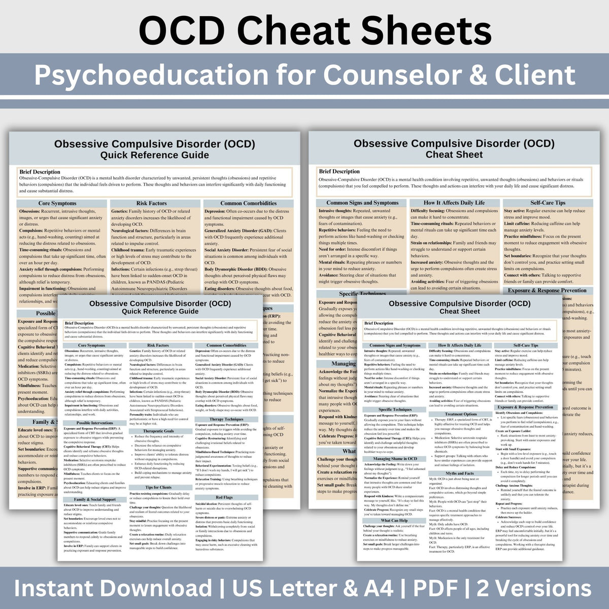 OCD Therapy Cheat Sheet: 2 IN 1 Psychoeducation for Client and Cheat S ...