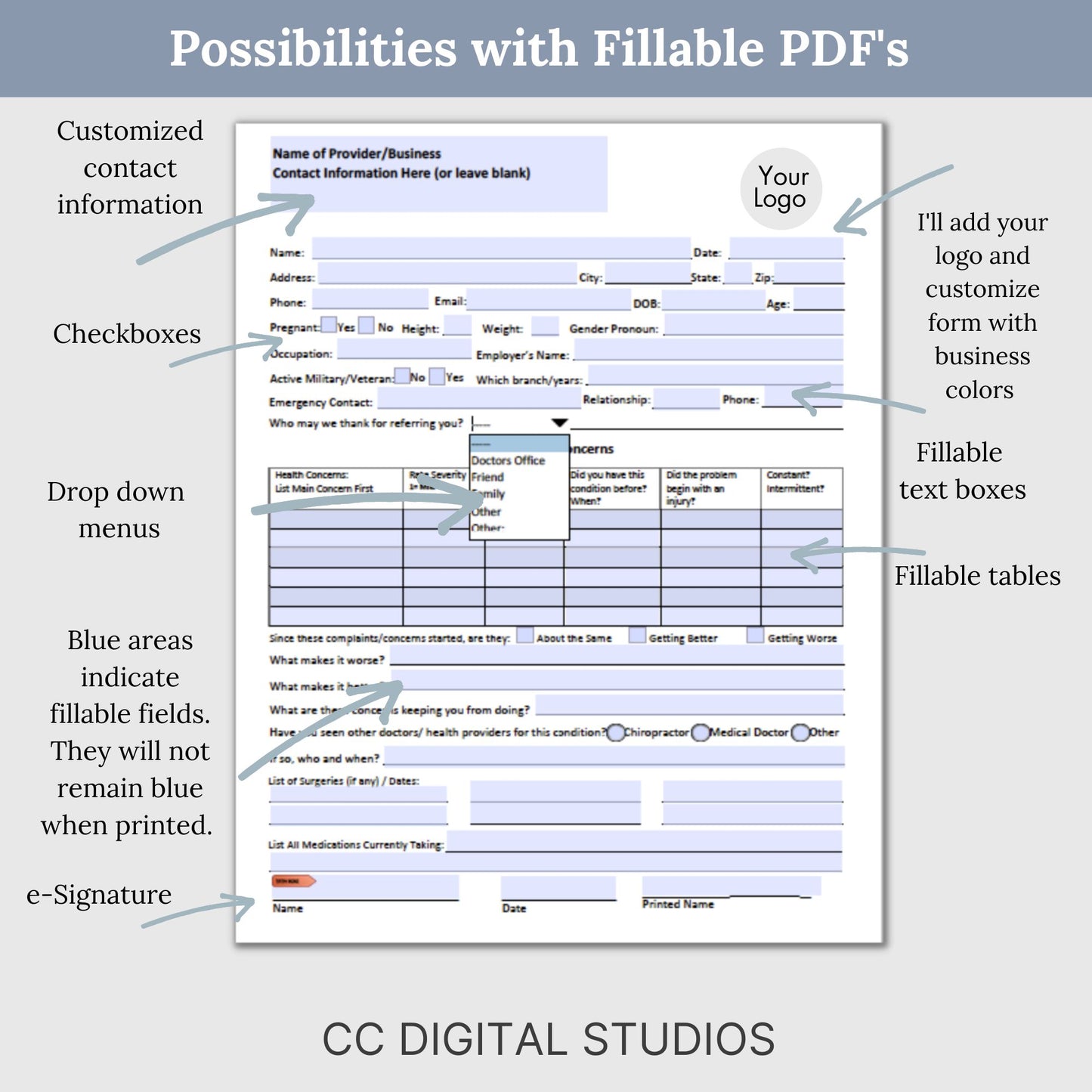 PDF Conversion Basic Package:  Transform WORD or Google Docs into Fillable PDFs