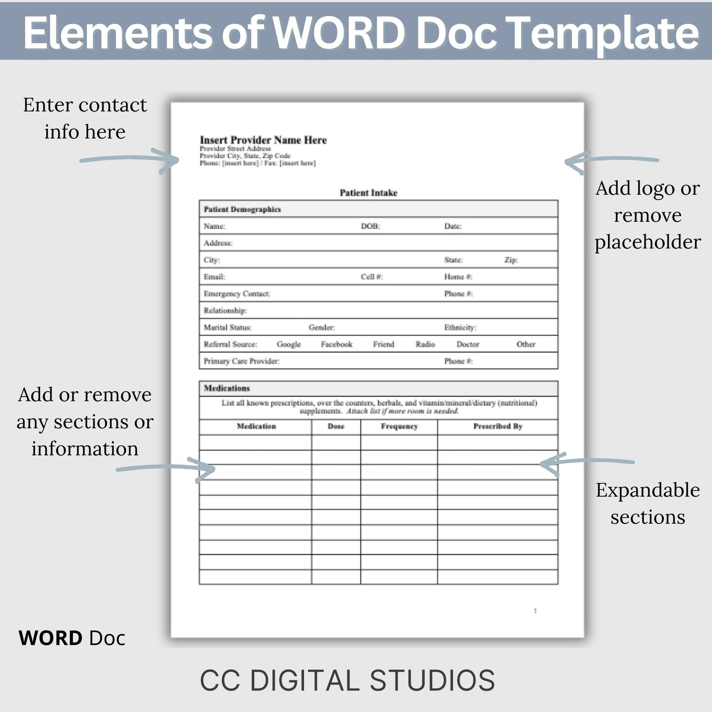 Patient Intake Form - WORD Doc