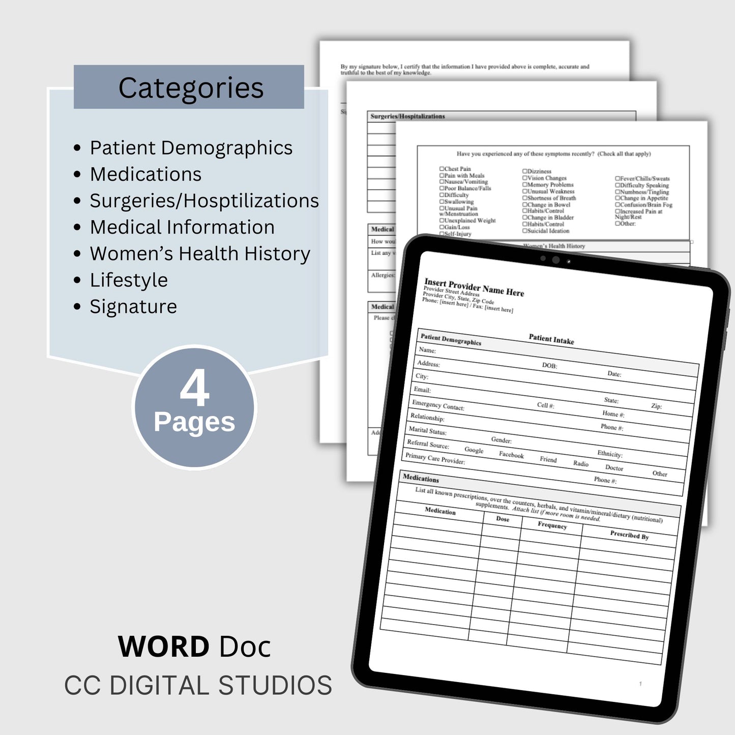 Patient Intake Form - WORD Doc