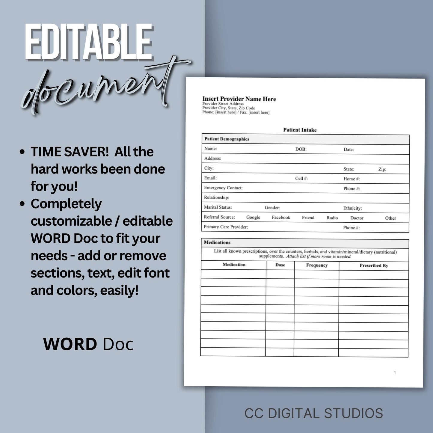 Patient Intake Form - WORD Doc