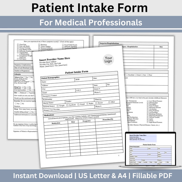 Patient Intake Form - Fillable PDF – CCDigitalStudios