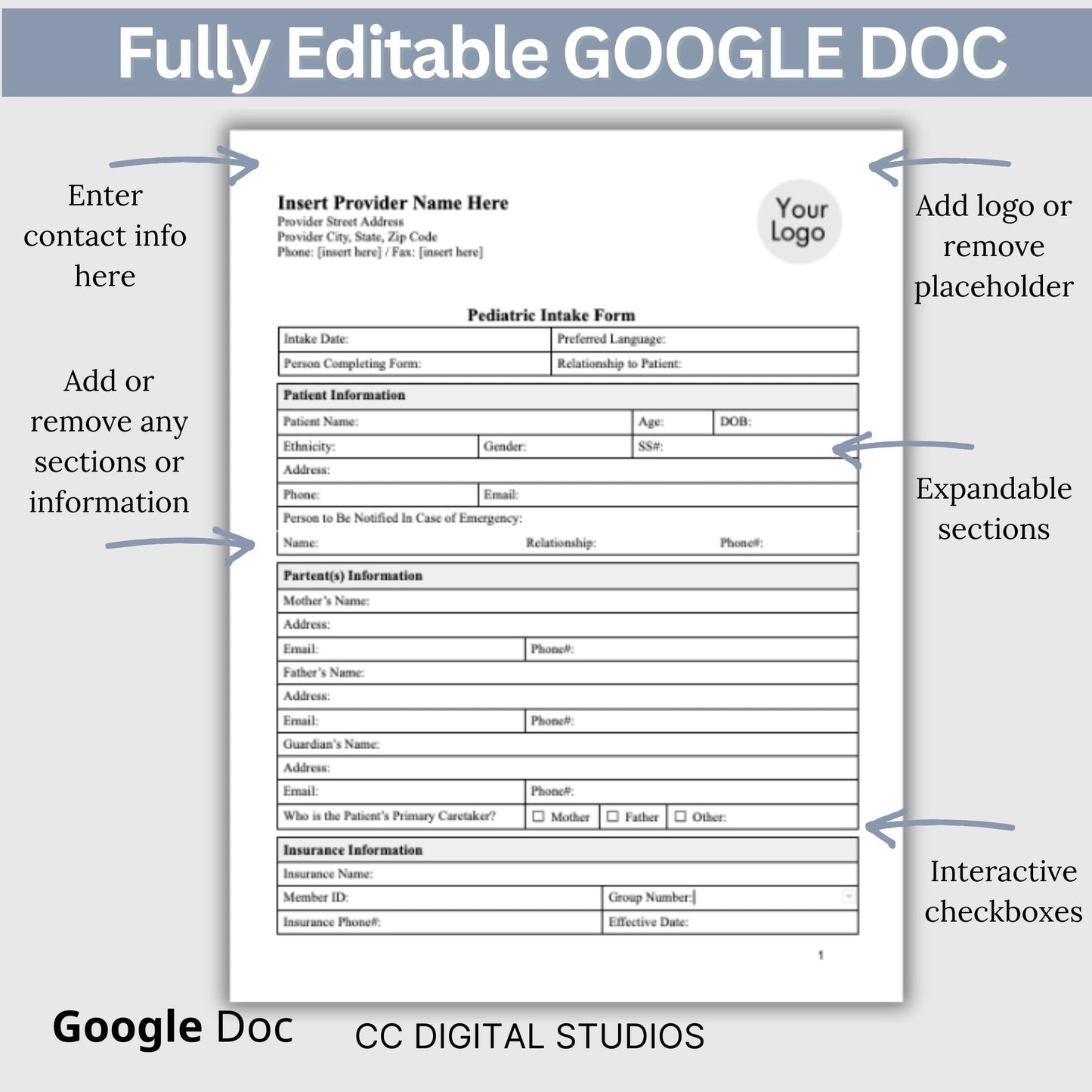 Pediatric Medical Intake Form - Google Doc