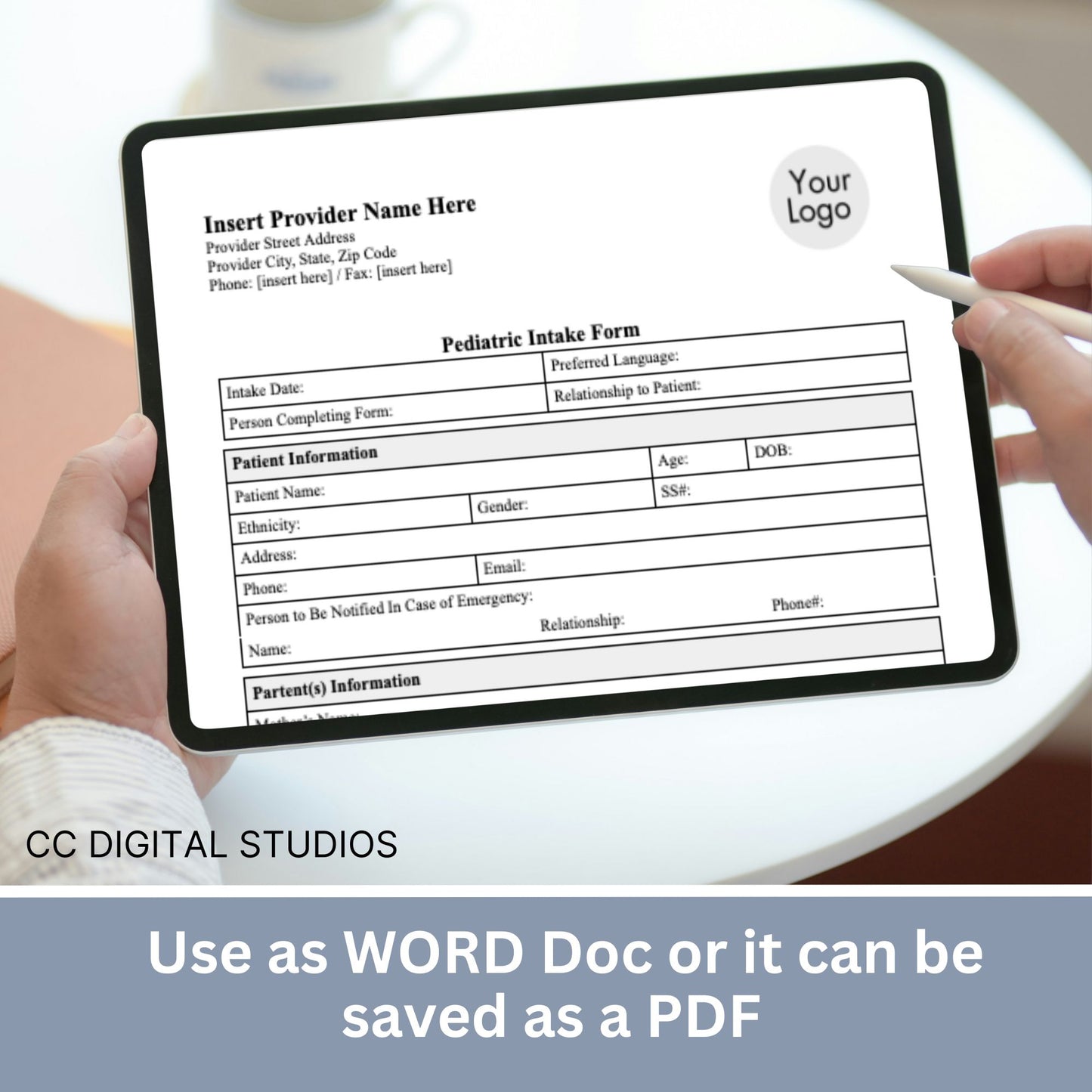 Pediatric Medical Intake Form:  Editable Word Document